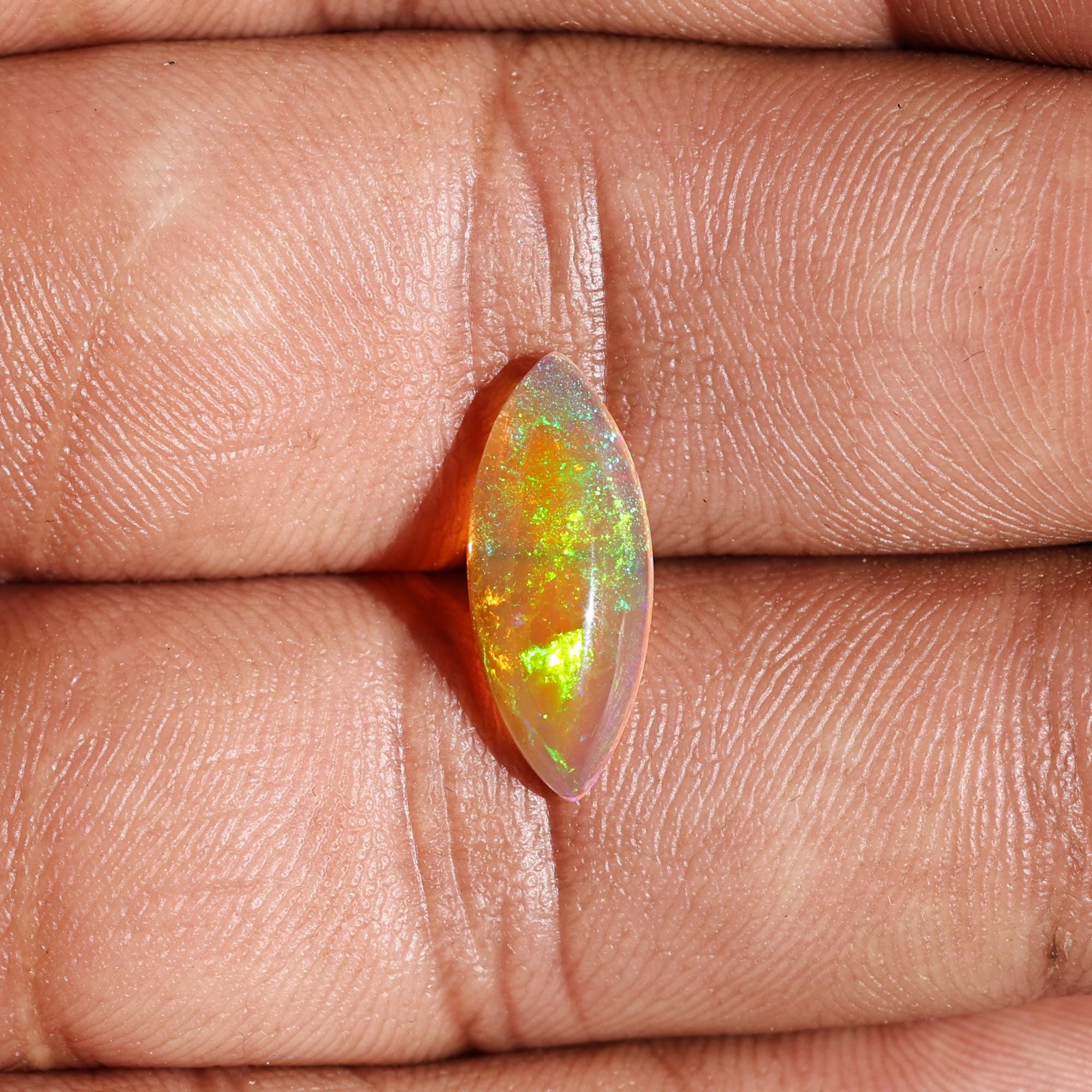 Natural Yellow Fire Ethiopian Opal Cabochon: 1.90 Carat Loose Gemstone
