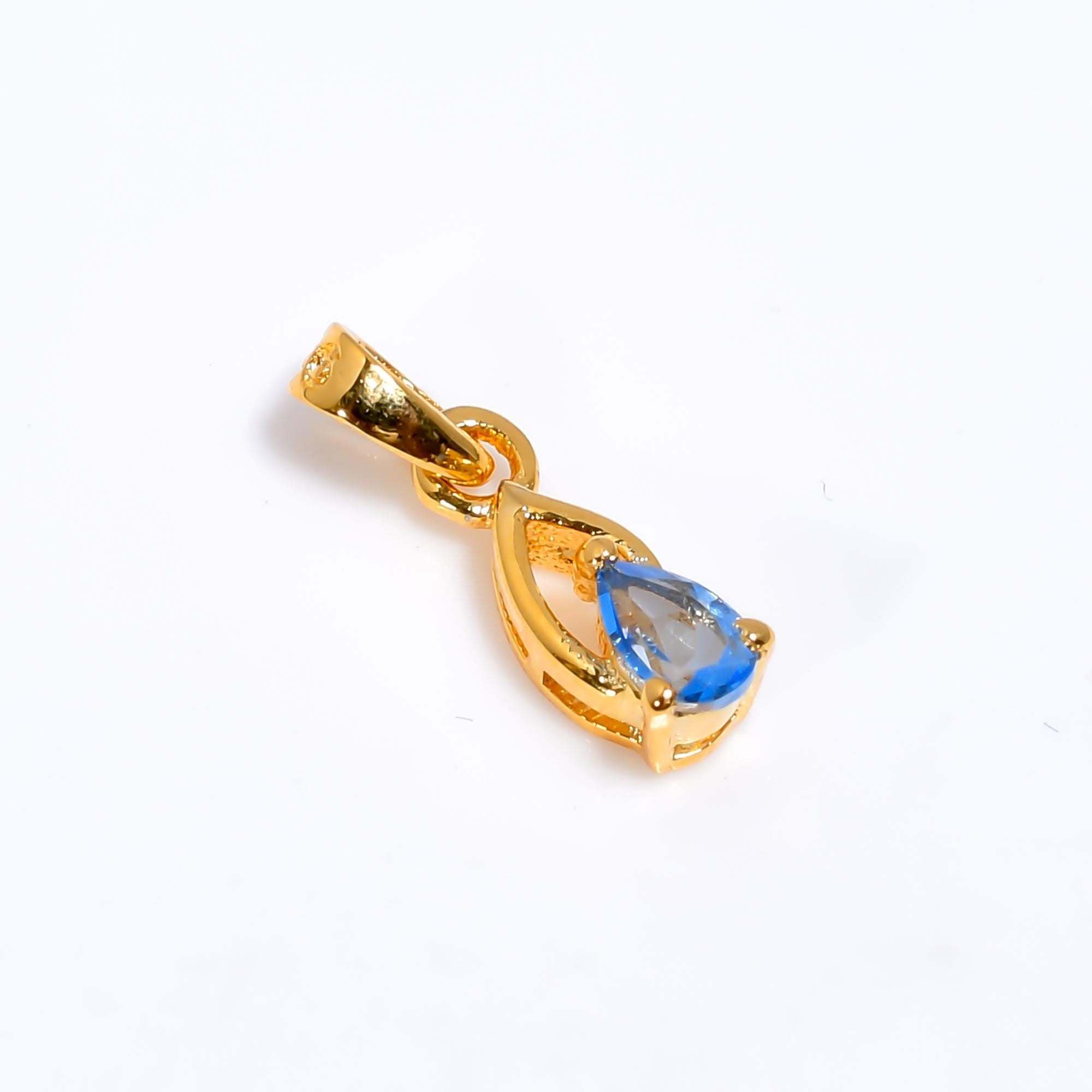 Pear Swiss Blue Topaz Pendant: 925 Sterling Silver, Handmade