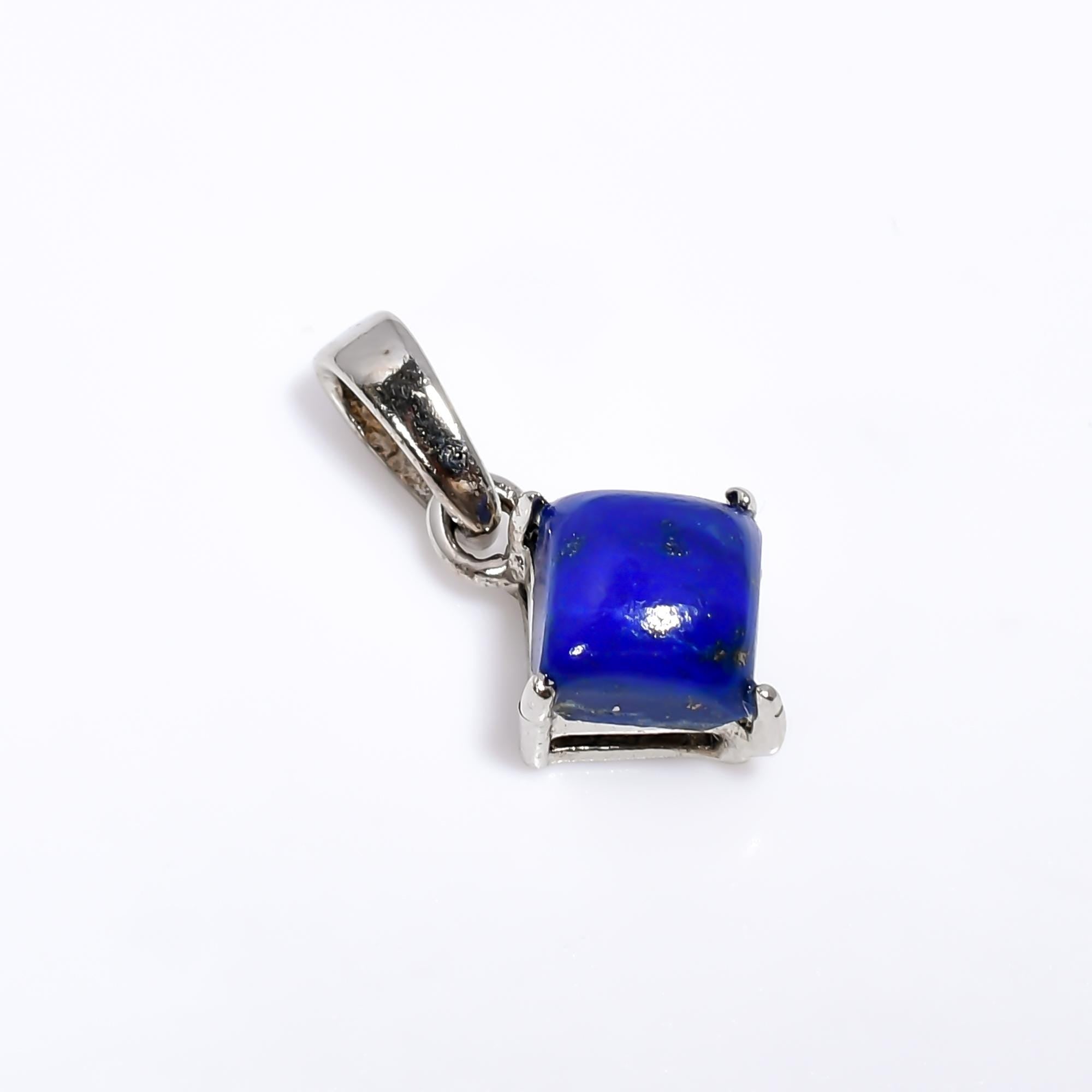 Square Lapis Lazuli Pendant: 925 Sterling Silver, Birthstone Jewelry