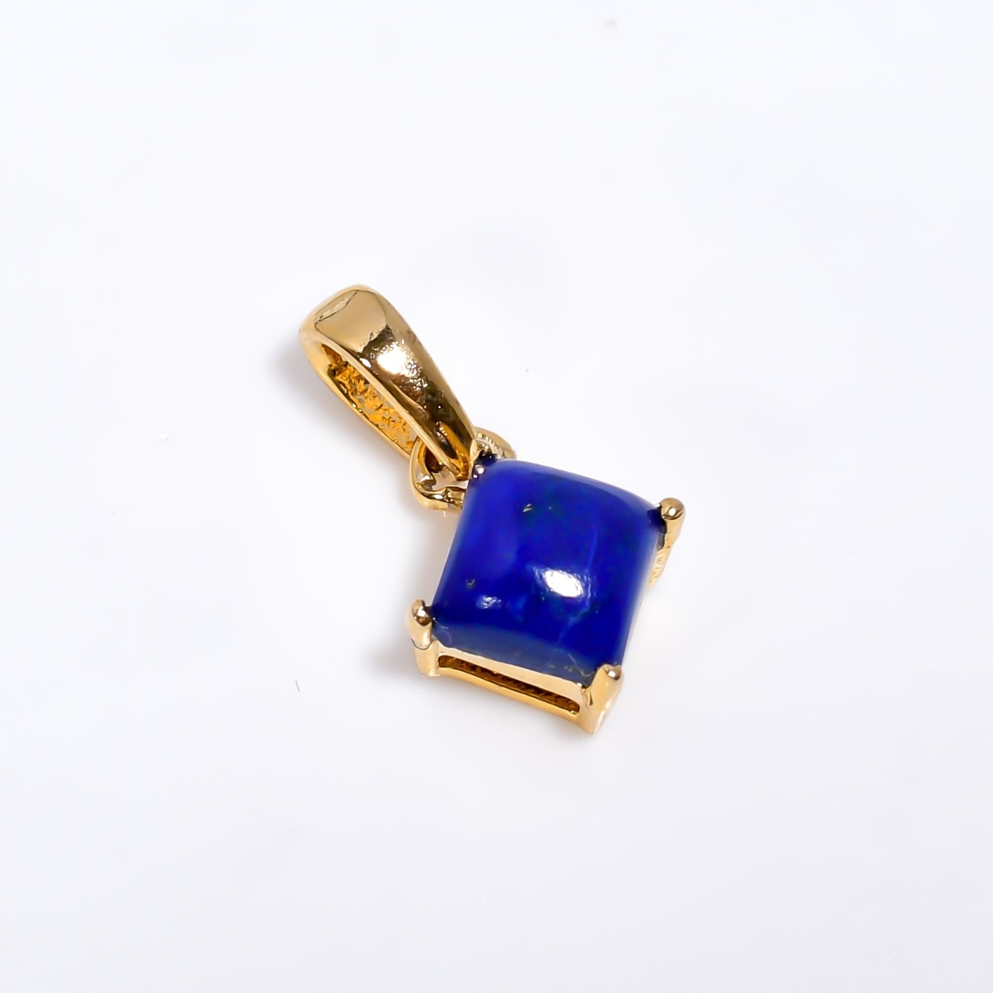 Square Lapis Lazuli Pendant: 925 Sterling Silver, Birthstone Jewelry