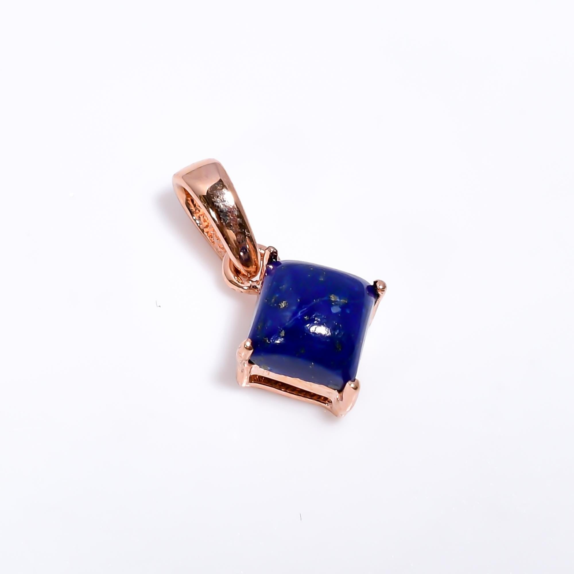 Square Lapis Lazuli Pendant: 925 Sterling Silver, Birthstone Jewelry