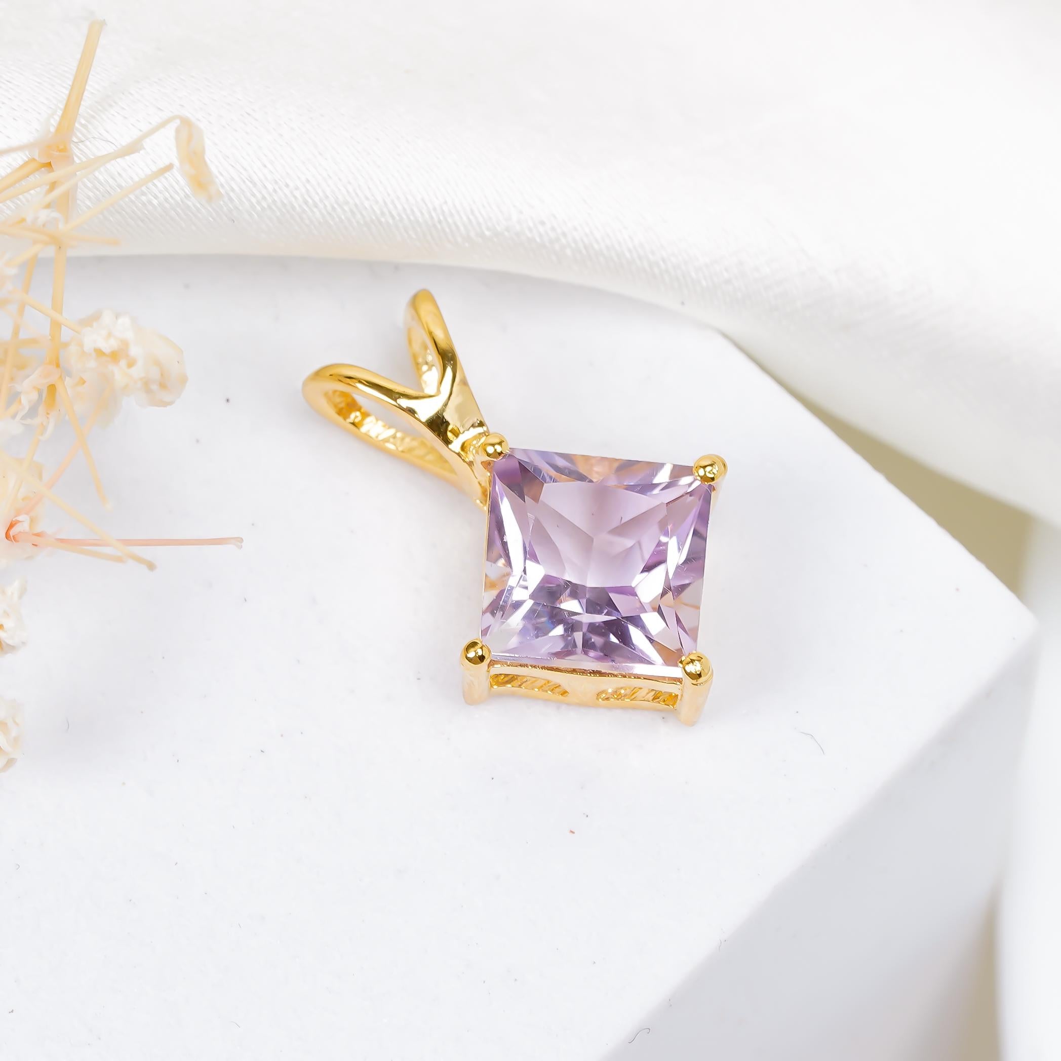 Dainty Pink Amethyst 925 Silver Pendant: February Birthstone