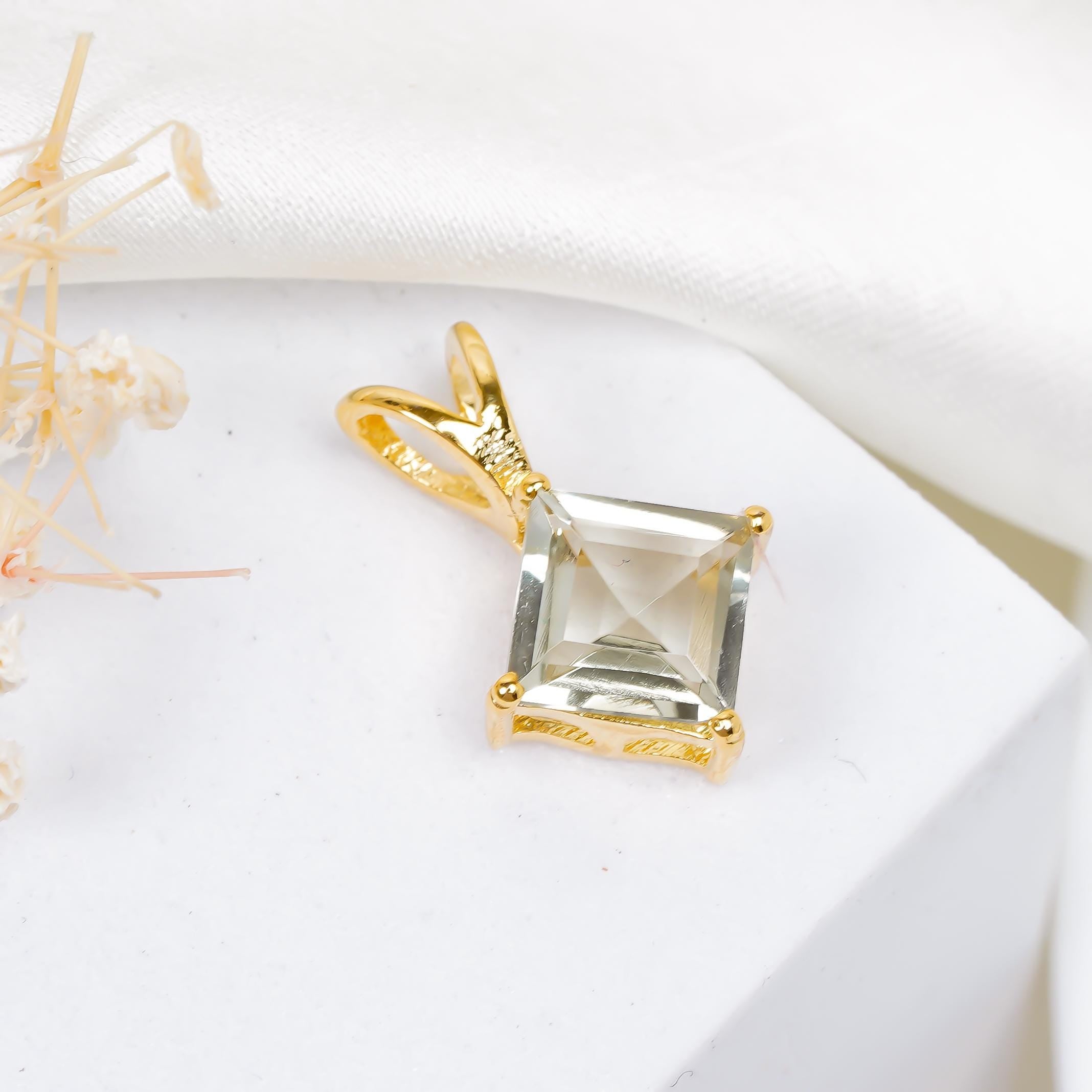 Green Amethyst Pendant: Bohemian Sterling Silver Jewelry, Handmade