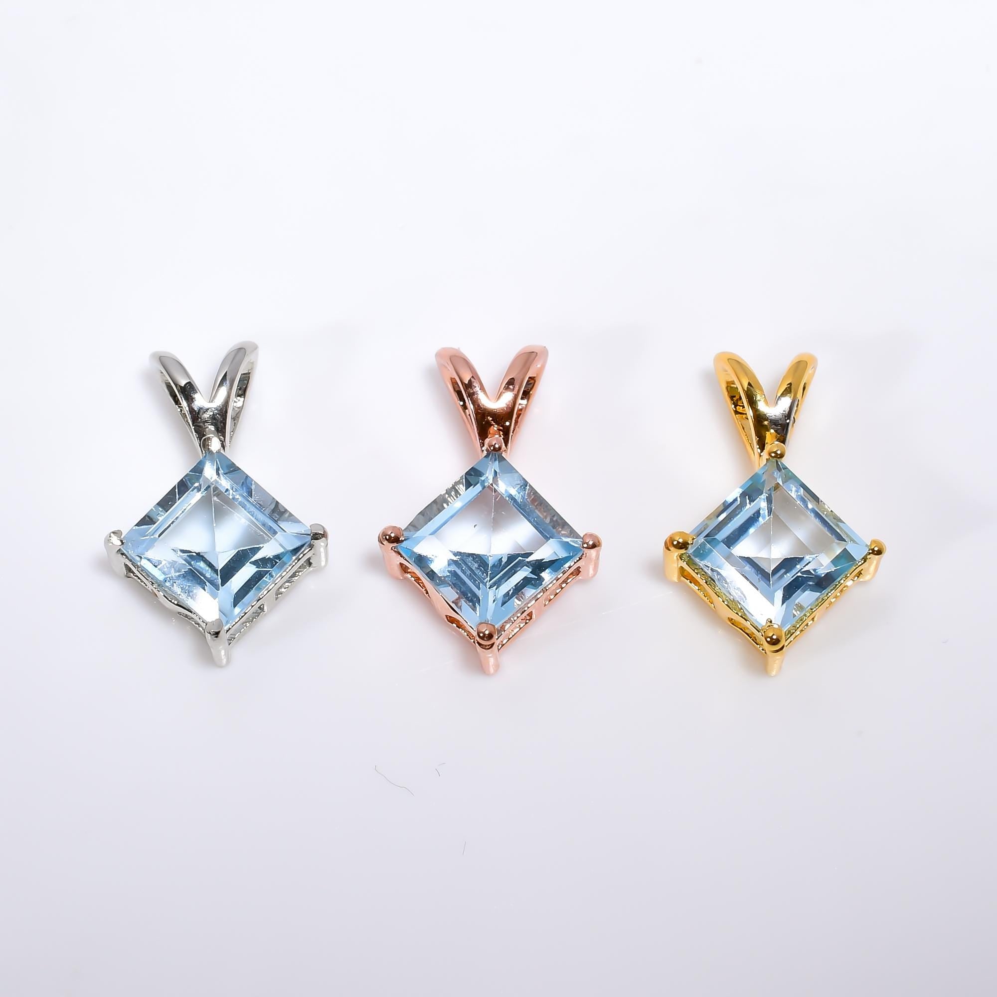 Sky Blue Topaz Pendant: Handmade 925 Sterling Silver, Bohemian Jewelry