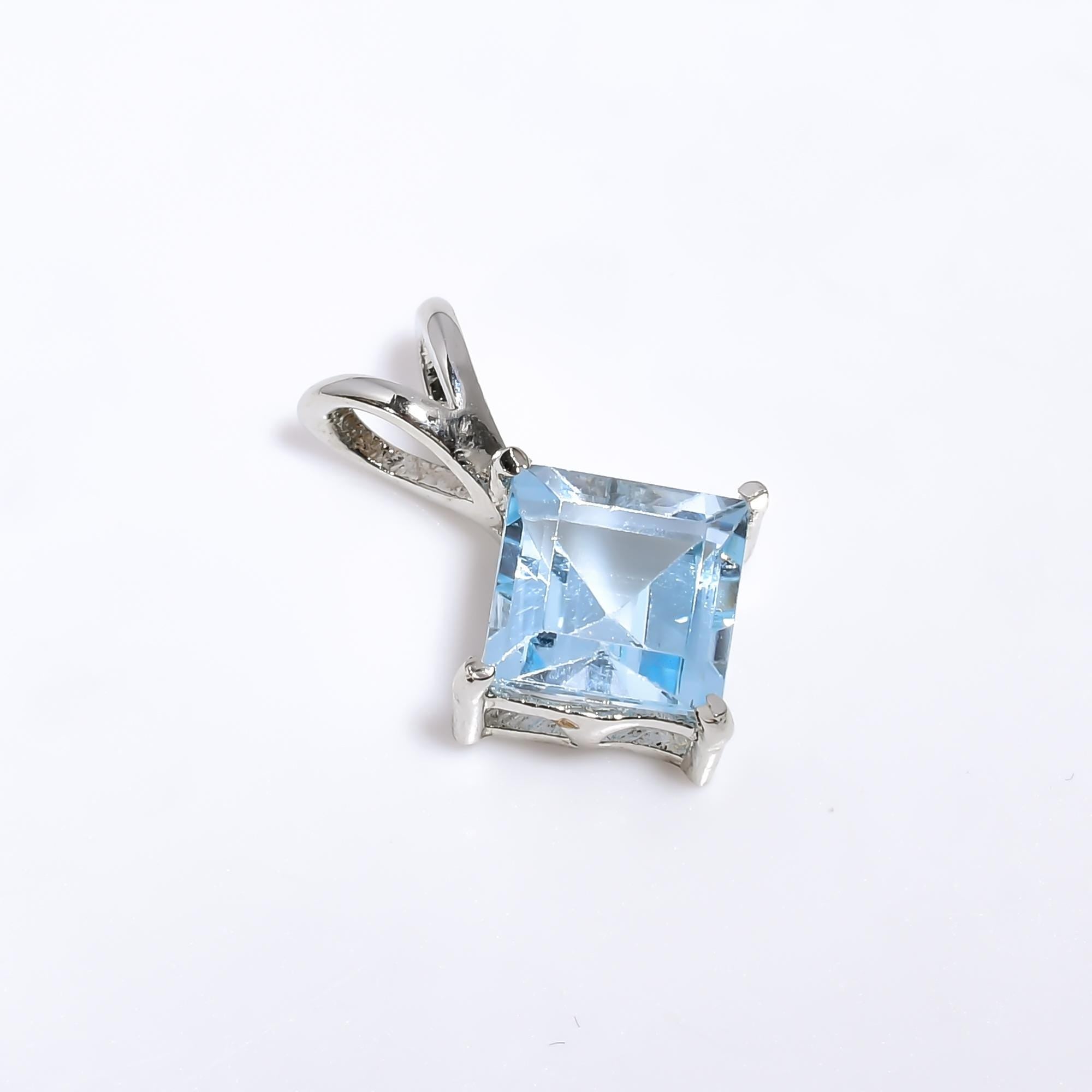 Sky Blue Topaz Pendant: Handmade 925 Sterling Silver, Bohemian Jewelry