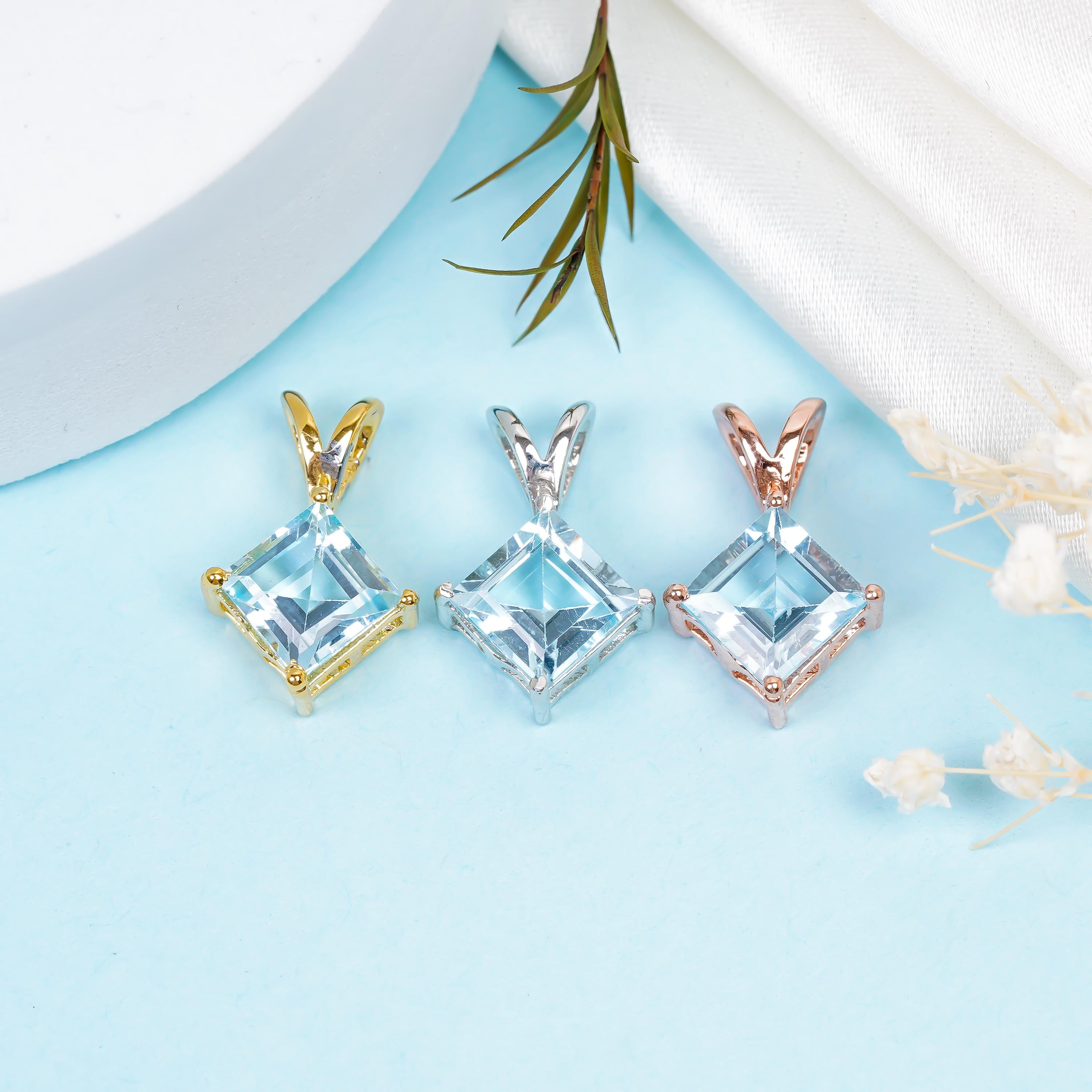 Sky Blue Topaz Pendant: Handmade 925 Sterling Silver, Bohemian Jewelry