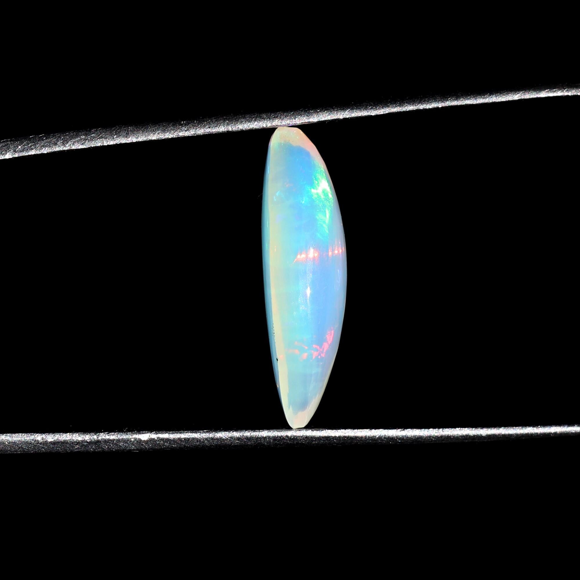 2.85 Carat White Ethiopian Fire Opal Gemstone: Marquise Cabochon Stone Making Jewelry