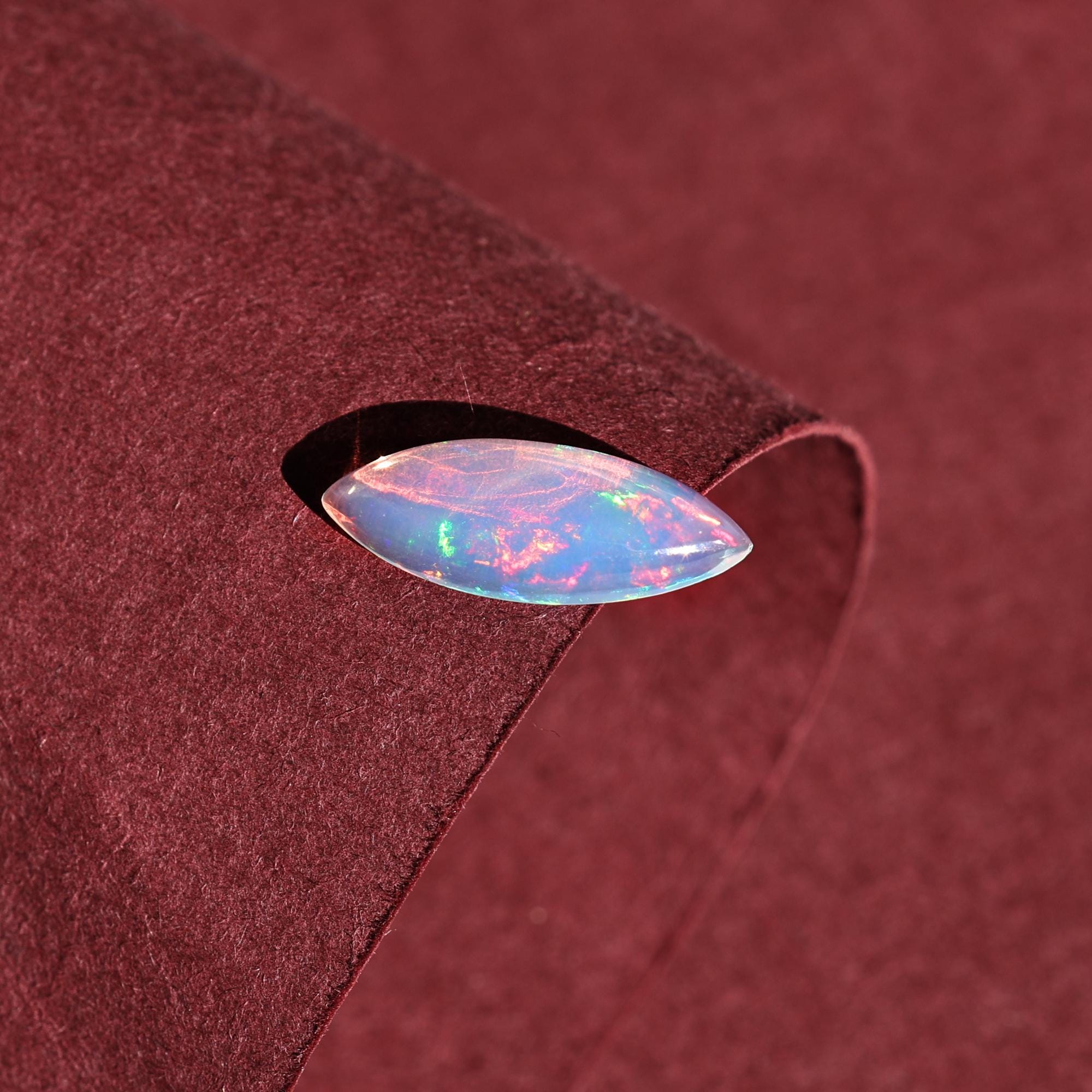 1.62 Carat Ethiopian Welo Opal Cabochon: Rainbow Flash Gemstone