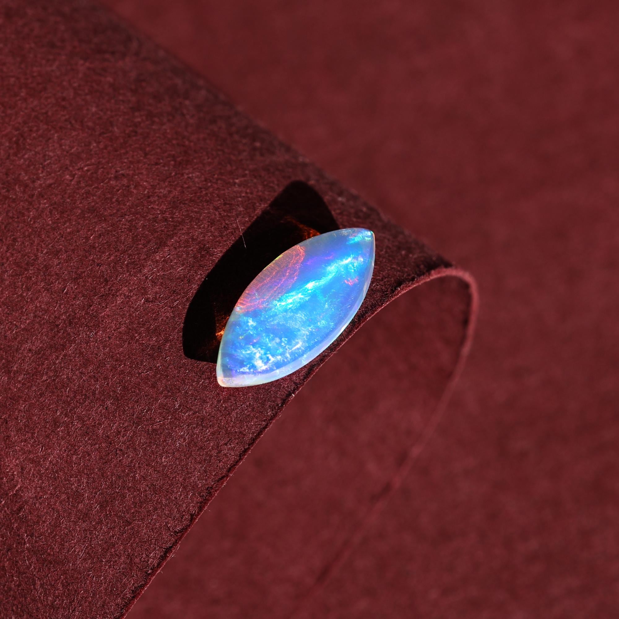 1.52 Carat Marquise Cabochon Fire Opal Gemstone: October Birthstone