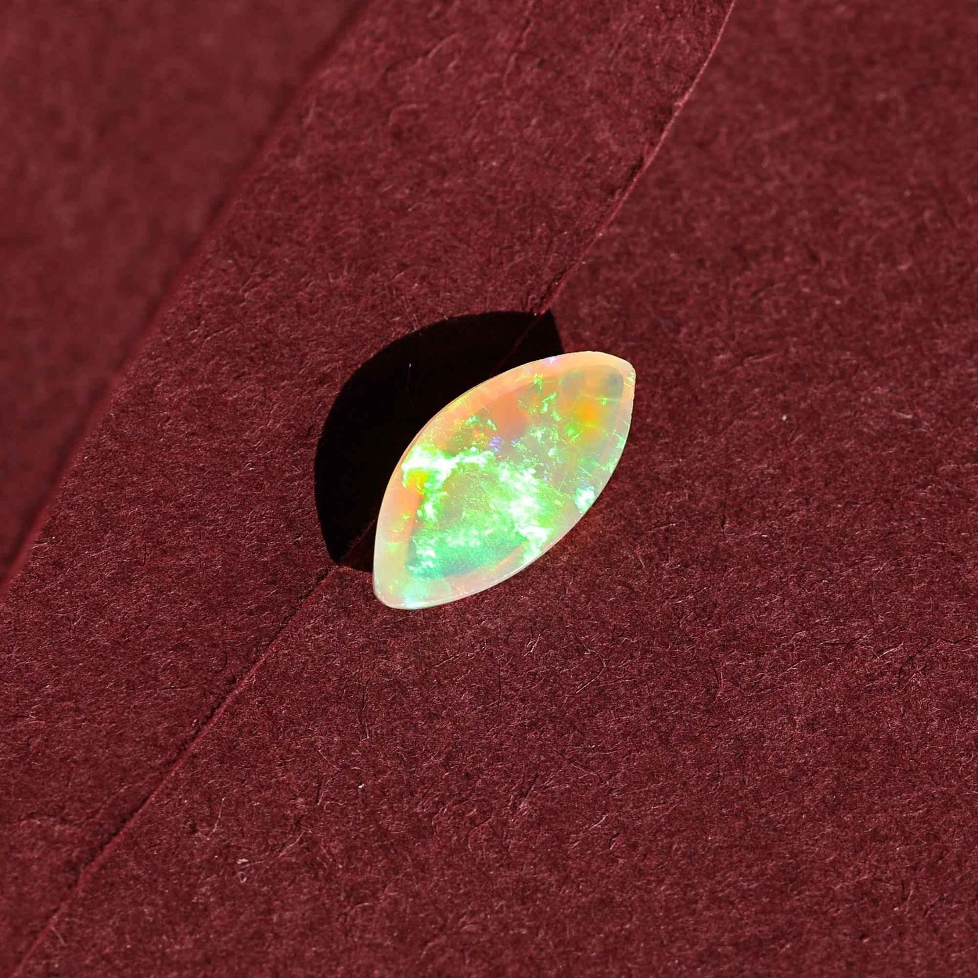 Ethiopian White Opal Cabochon: 1.85 Carat Marquise Fire Opal loose gemstones