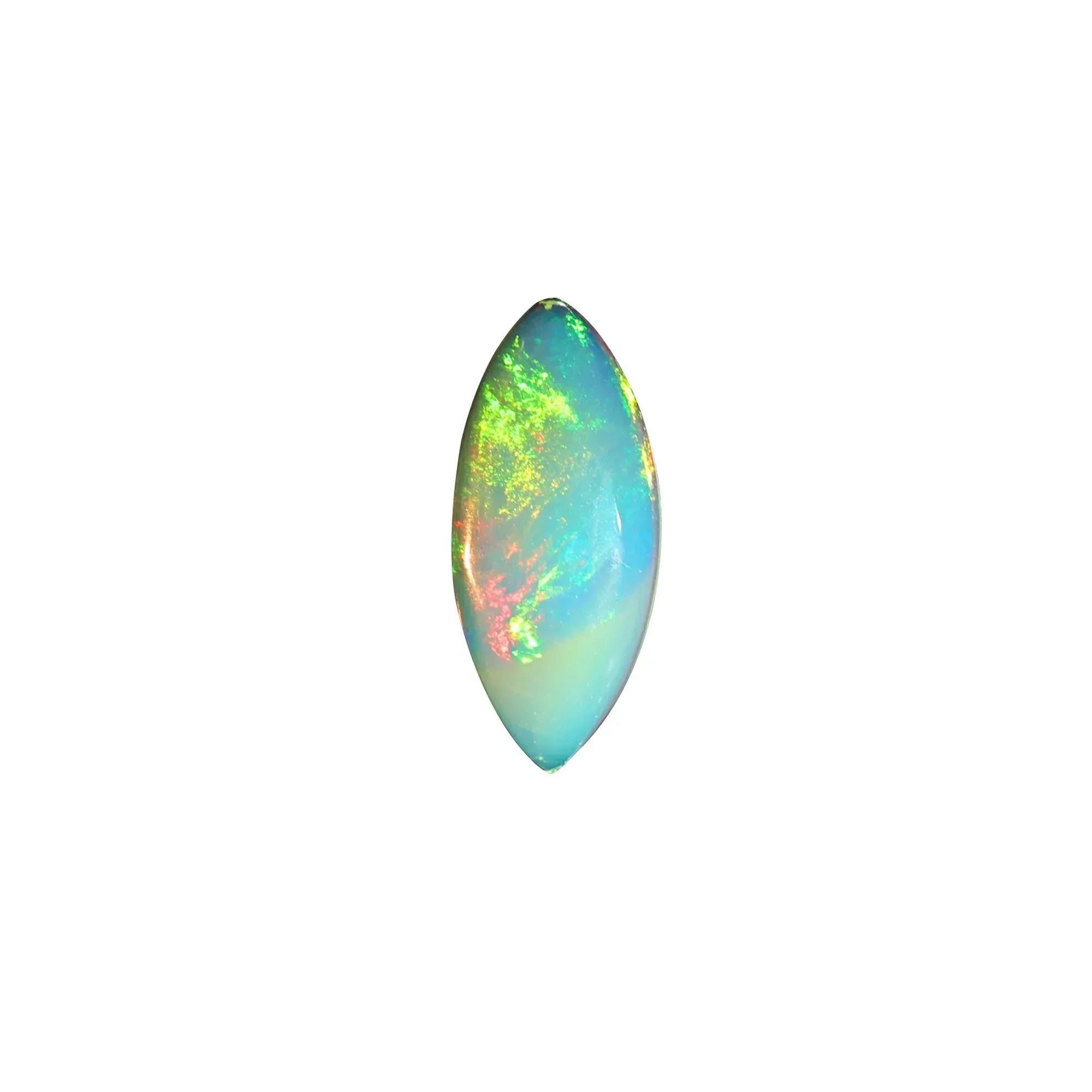 Ethiopian Opal Cabochon: White Marquise Fire Opal (1.35 Carat, 7x15mm) loose gemstones