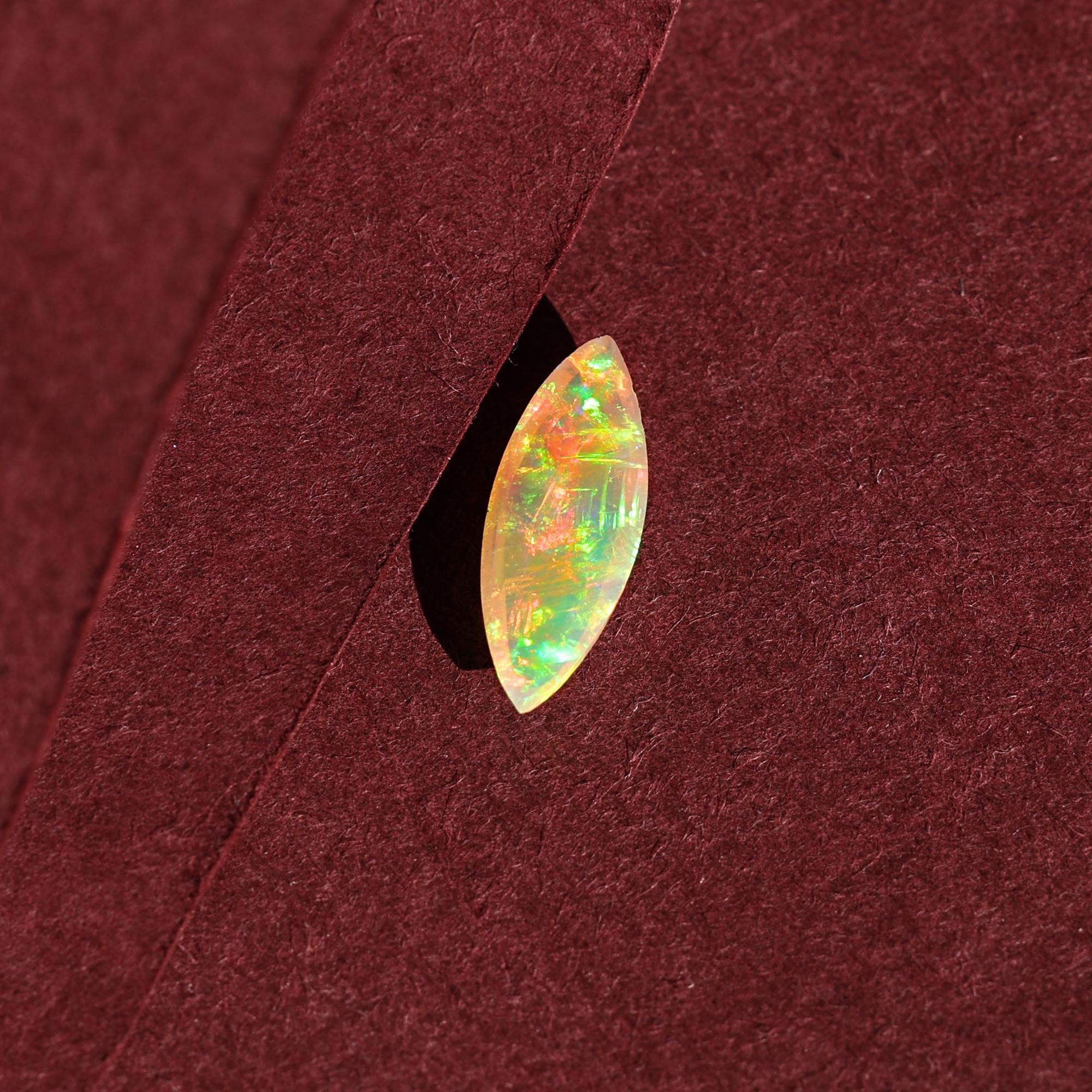 1.48 Carat White Ethiopian Opal Cabochon: Marquise Fire Opal Gemstone, Jewelry Making (6x15.50mm)