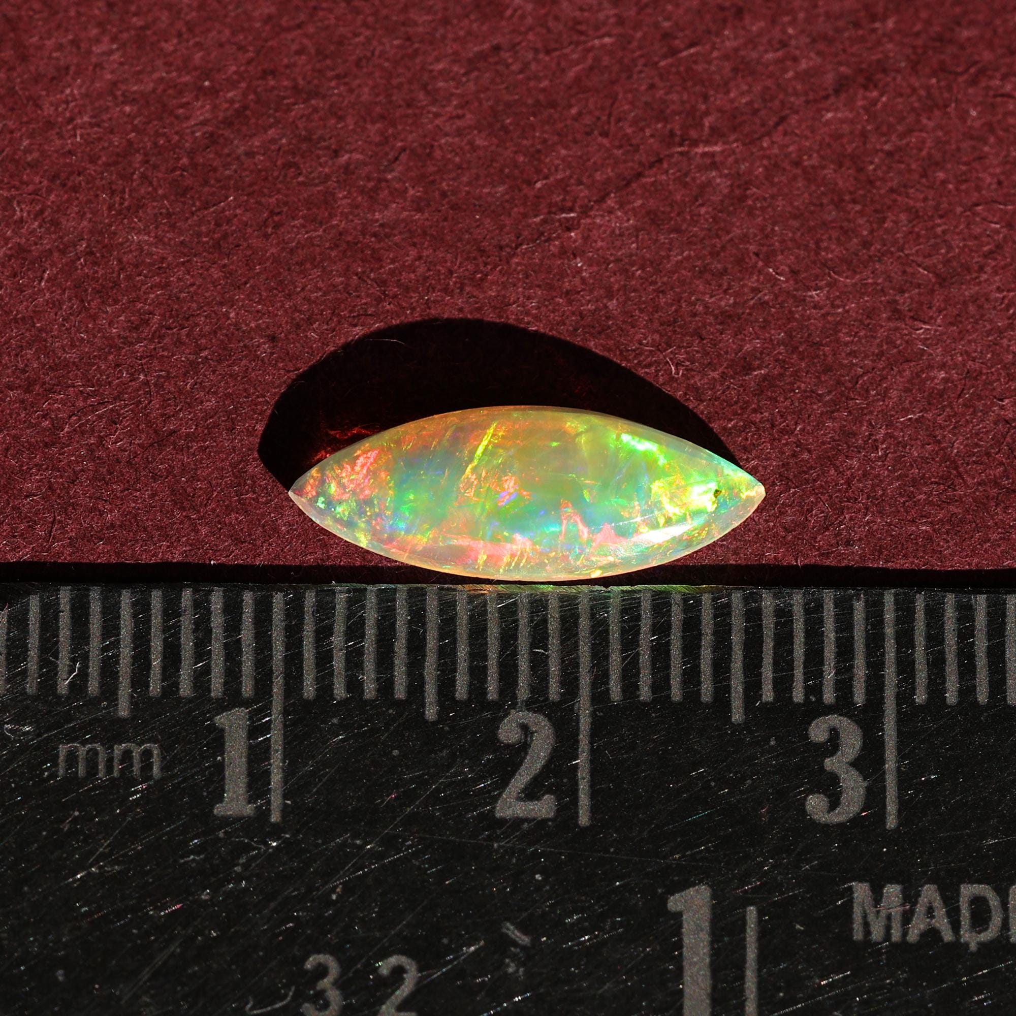 1.48 Carat White Ethiopian Opal Cabochon: Marquise Fire Opal Gemstone, Jewelry Making (6x15.50mm)