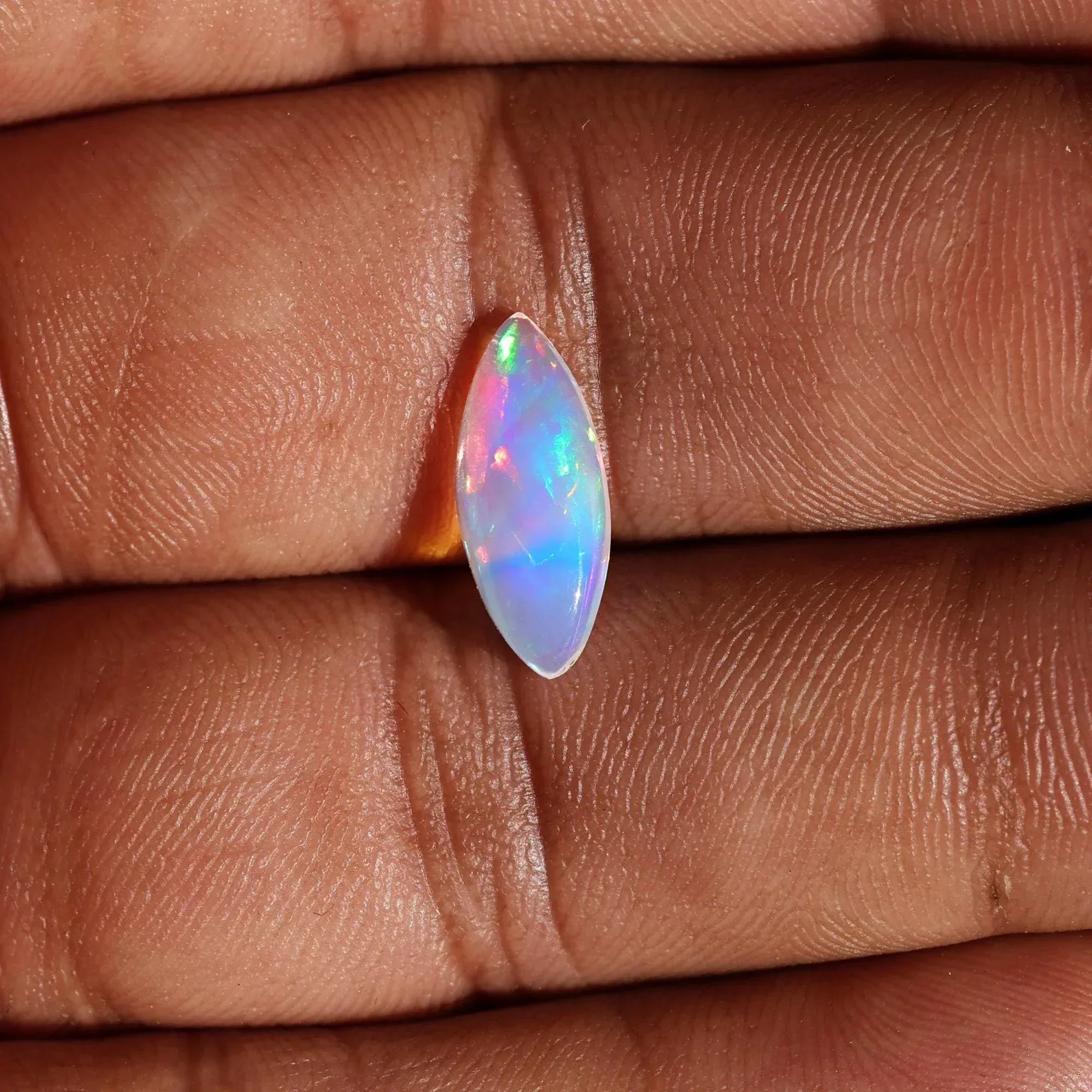 Ethiopian Opal Cabochon: Blue Fire Marquise Gemstone, 1.32 Carat loose gemstones