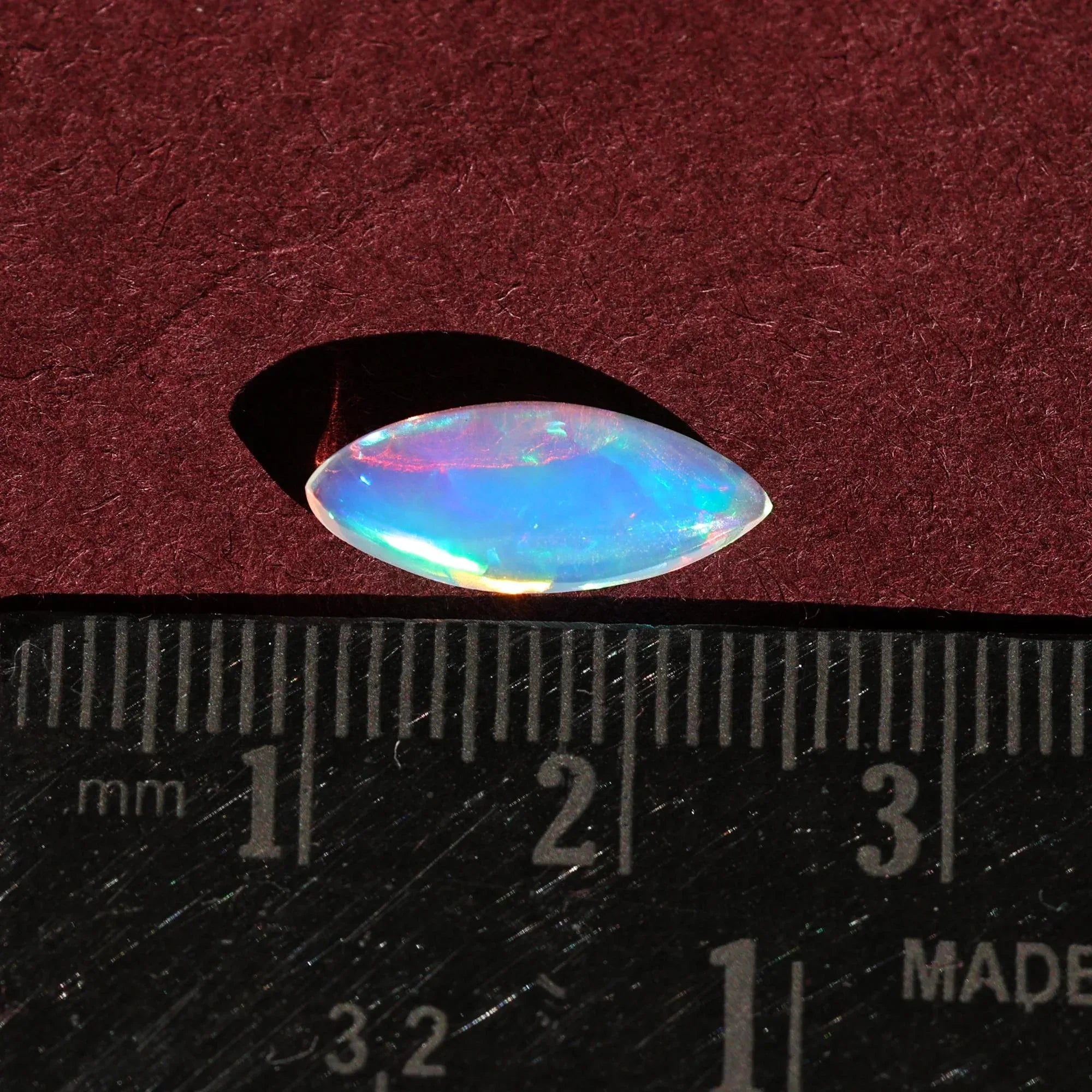 Ethiopian Opal Cabochon: Blue Fire Marquise Gemstone, 1.32 Carat loose gemstones