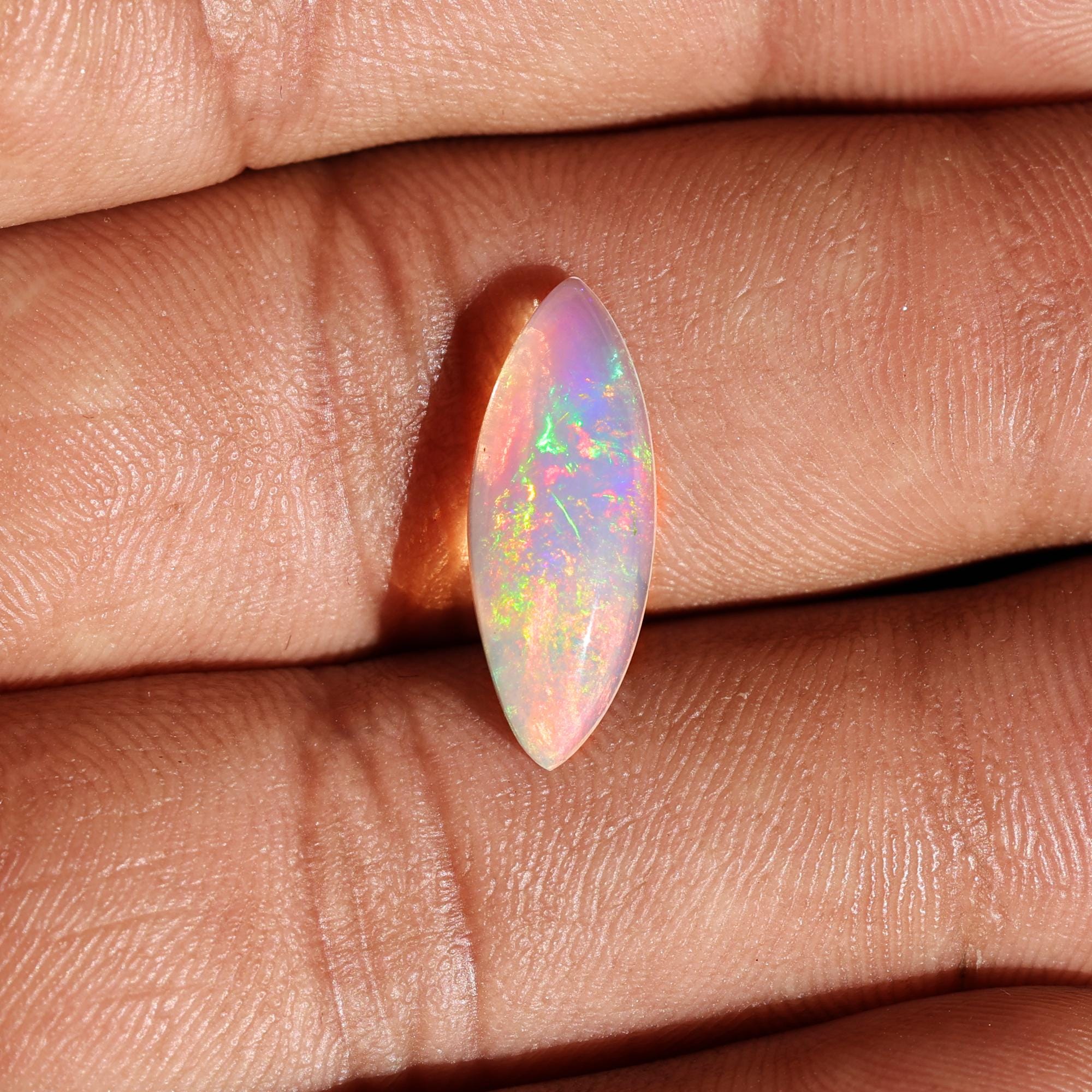 2.50 Carat Ethiopian Opal Cabochon: Marquise White Fire Opal Gemstone
