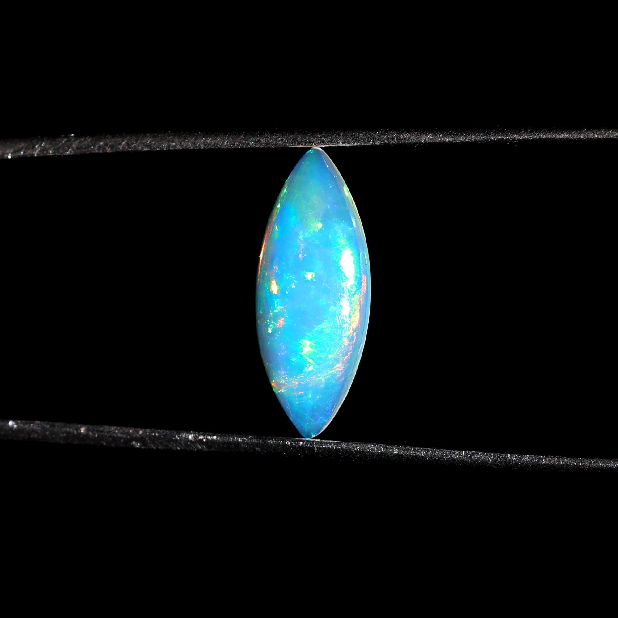 Ethiopian White Opal Cabochon: 1.42 Carat Marquise Fire Opal - October Birthstone