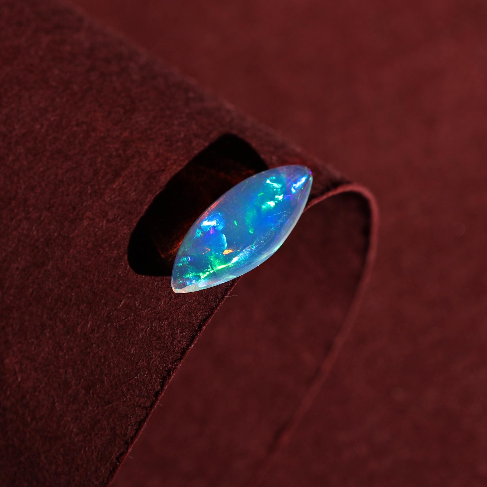 Ethiopian Fire Opal Cabochon: 1.50 Carat Marquise Gemstone for Jewelry