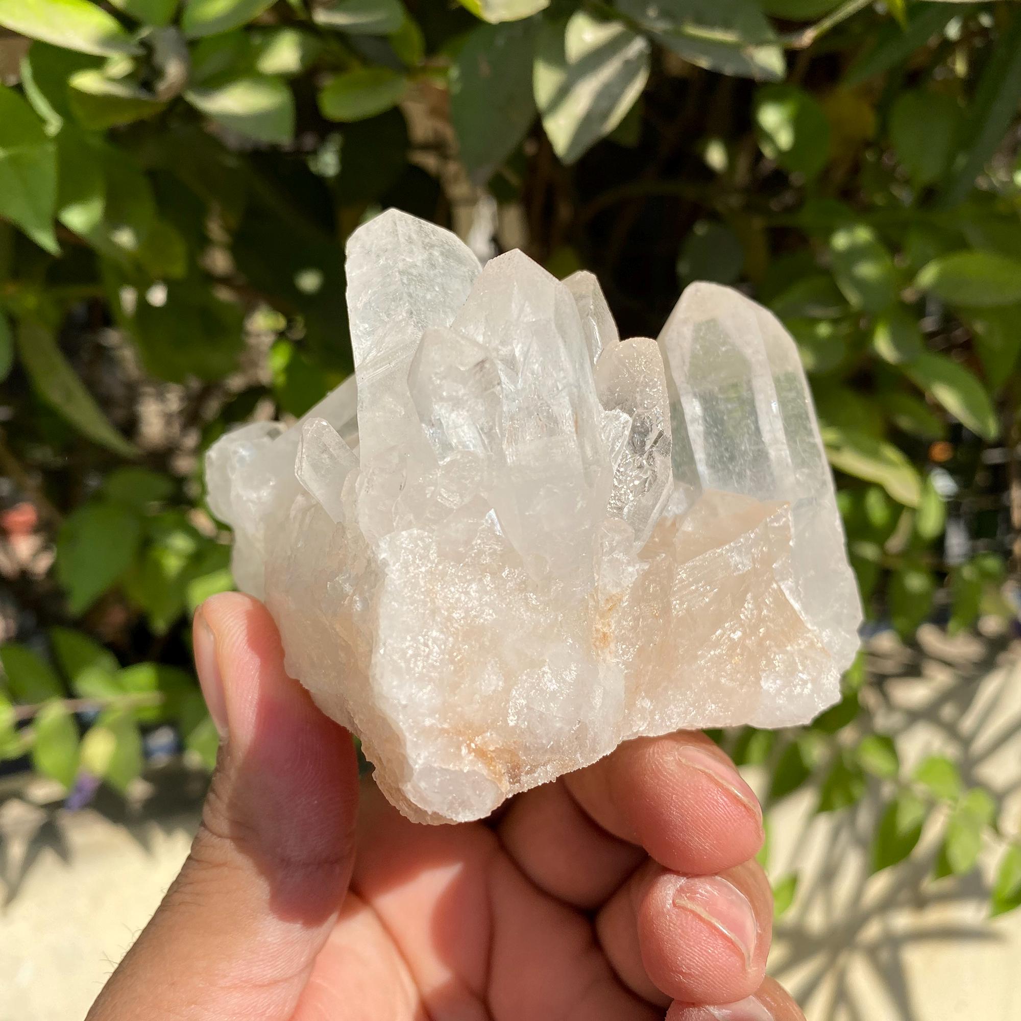 White Phantom Quartz Crystal Cluster 430gm