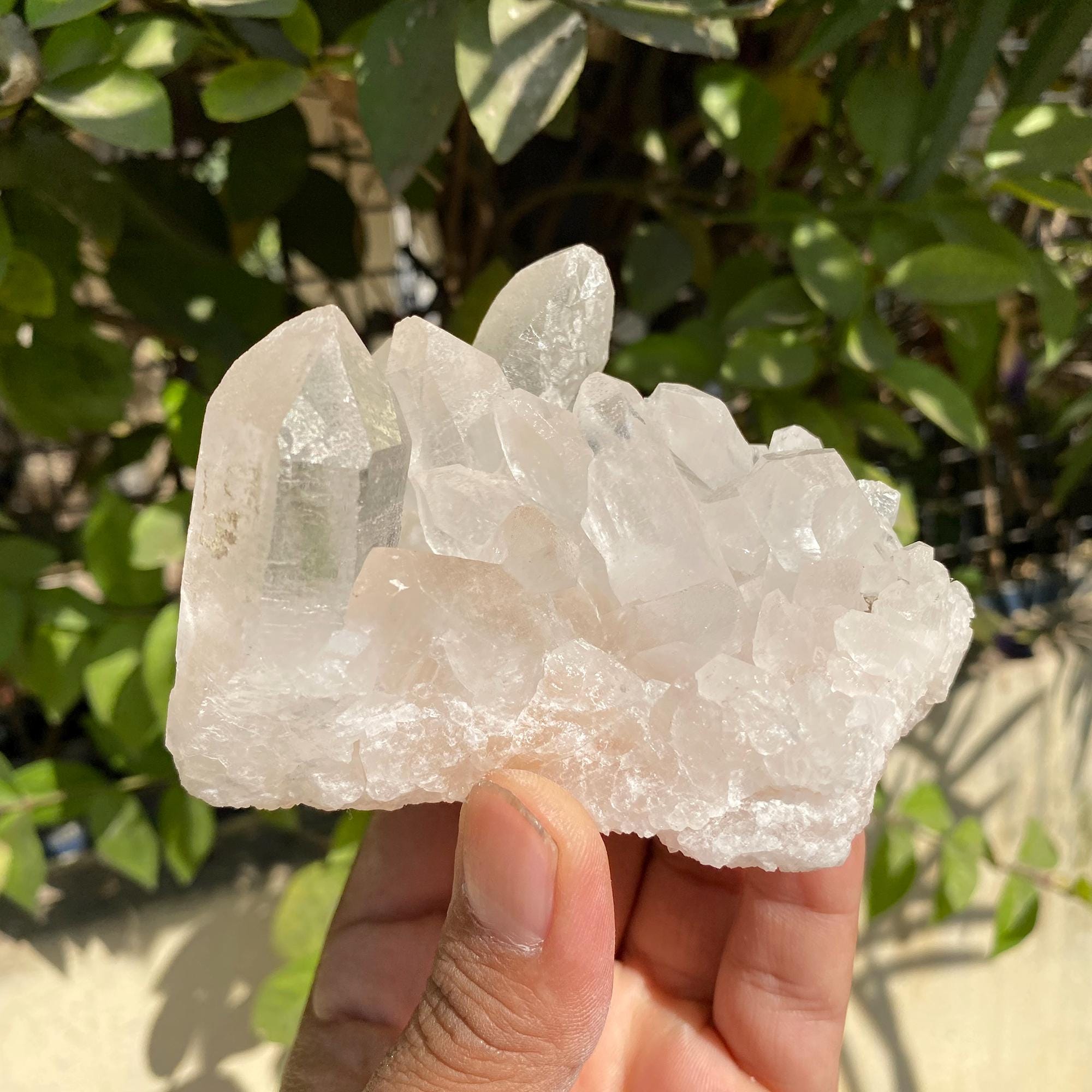 White Phantom Quartz Crystal Cluster 430gm