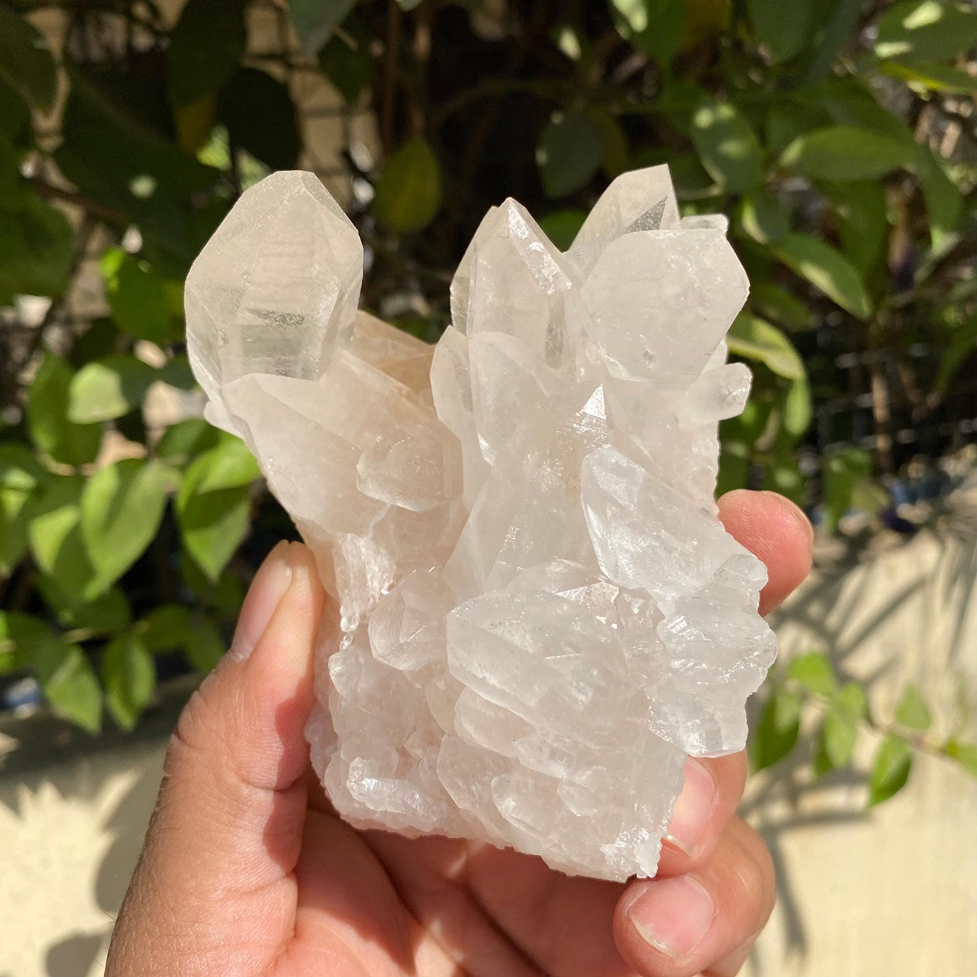 White Phantom Quartz Crystal Cluster 430gm