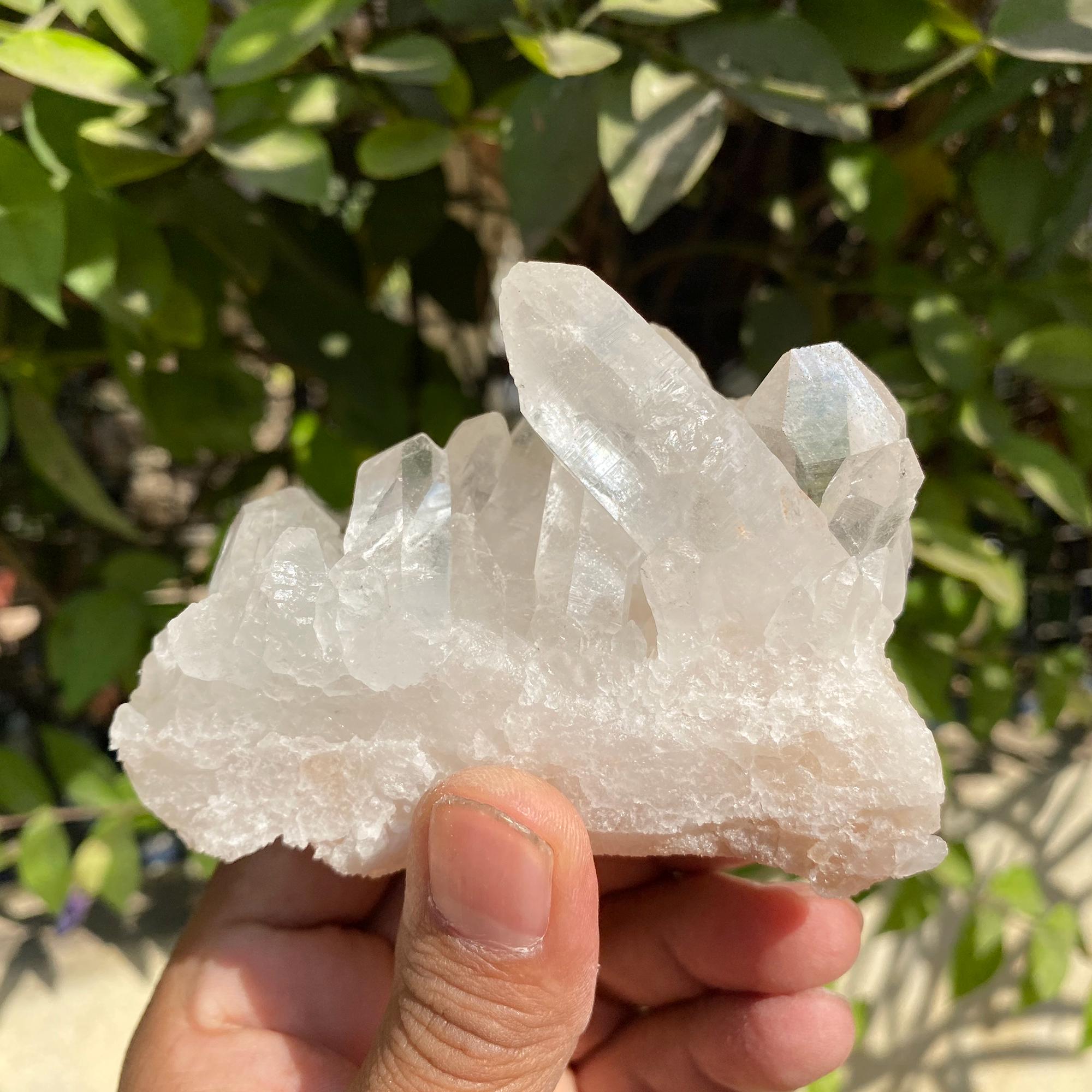 White Phantom Quartz Crystal Cluster 430gm