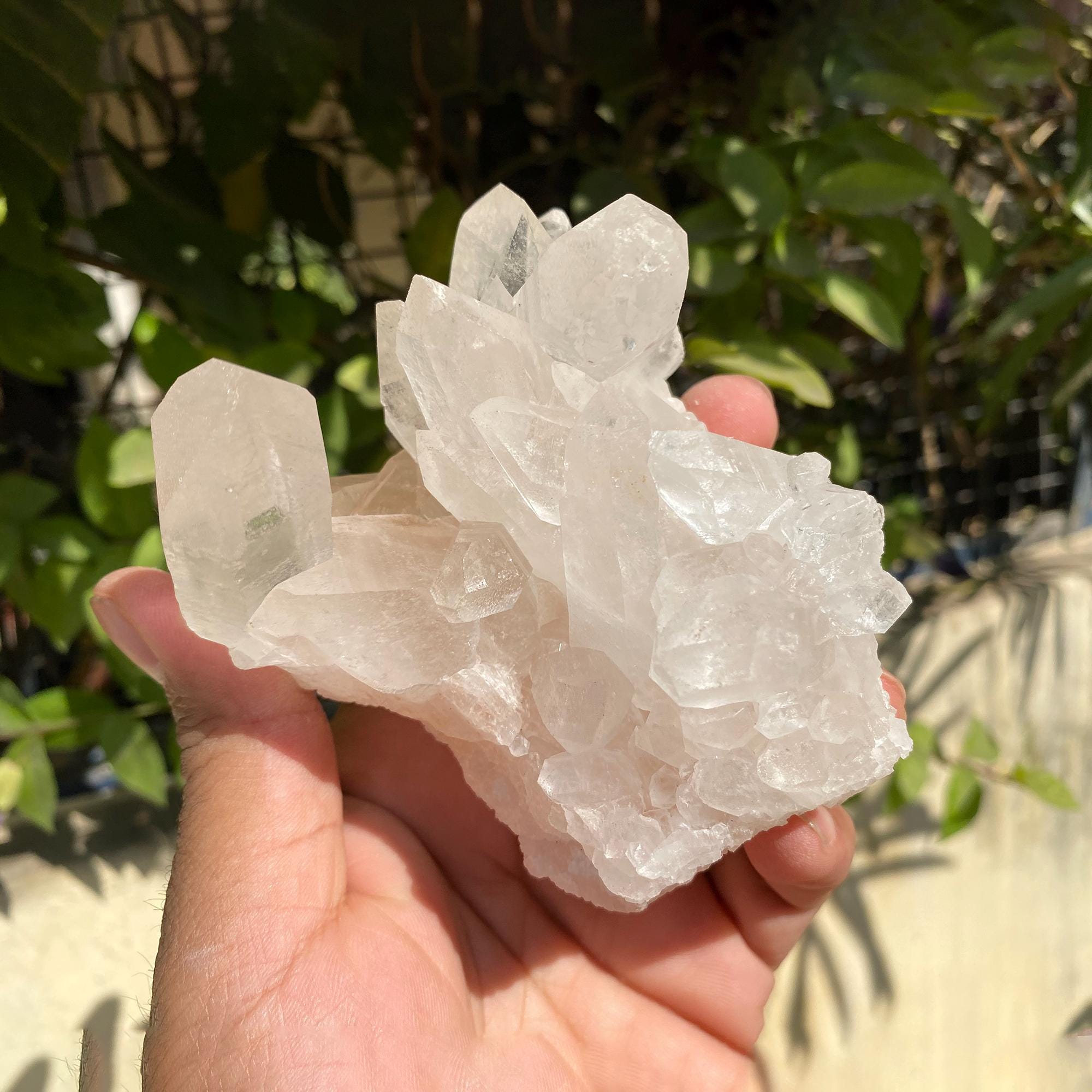 White Phantom Quartz Crystal Cluster 430gm