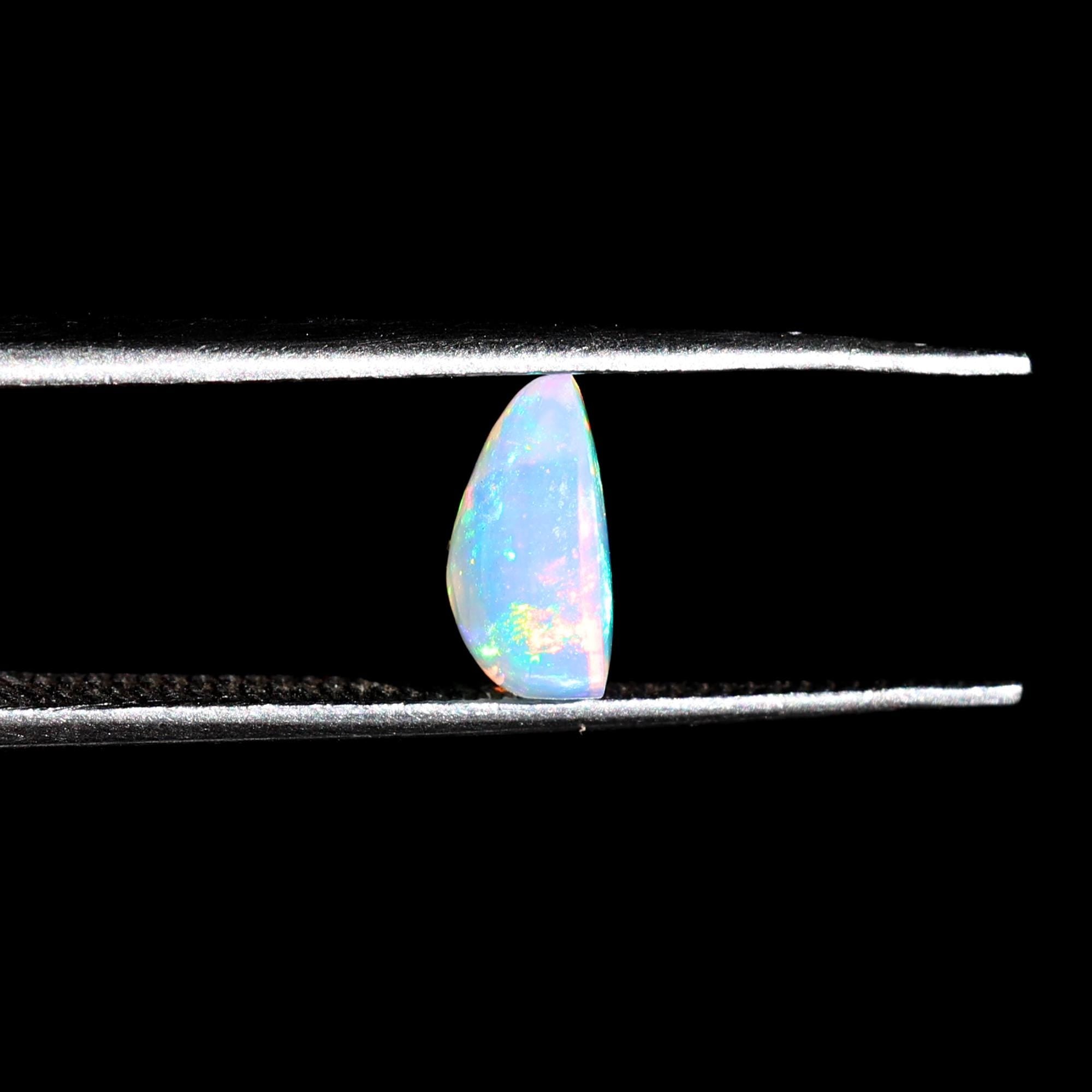 White Ethiopian Fire Opal Cabochon: 1.03 Carat Heart Gemstone for Jewelry