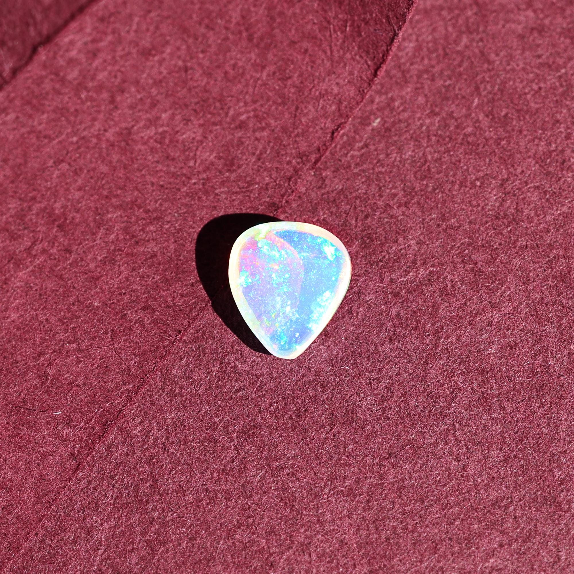 White Ethiopian Fire Opal Cabochon: 1.03 Carat Heart Gemstone for Jewelry