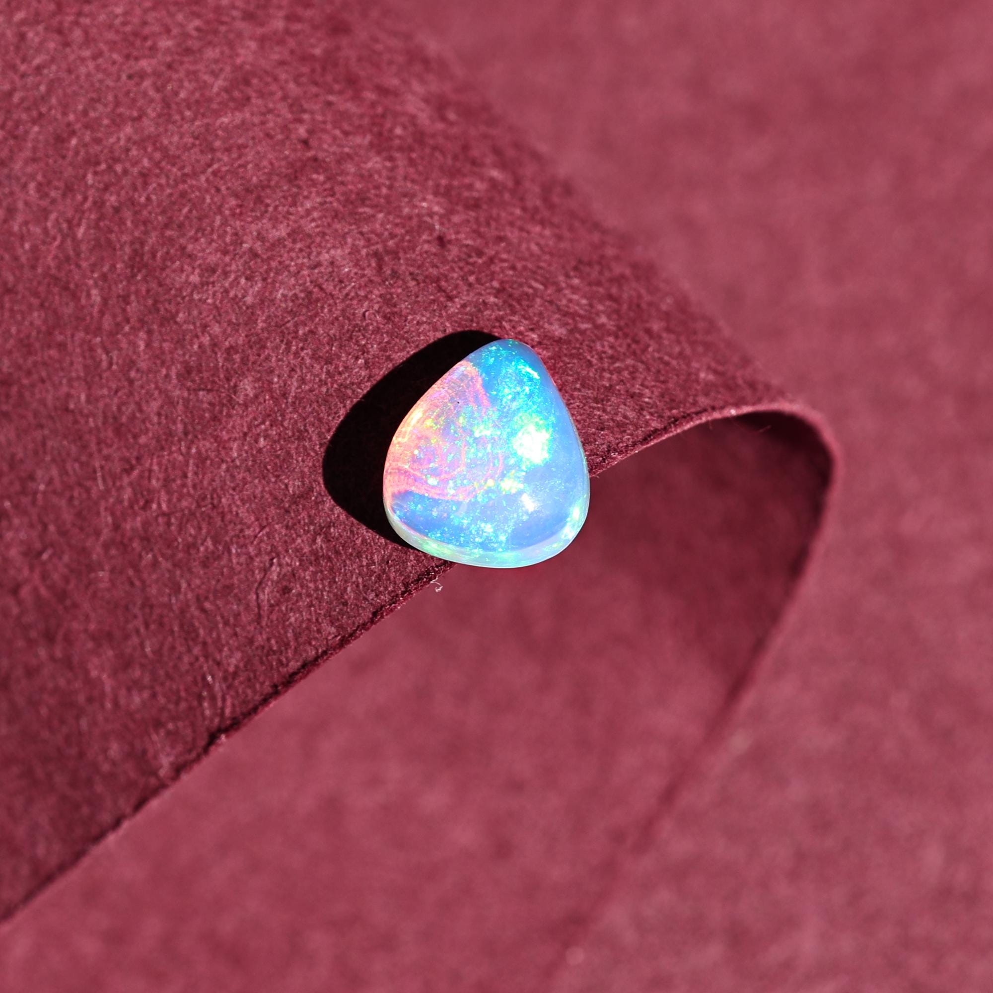 White Ethiopian Fire Opal Cabochon: 1.03 Carat Heart Gemstone for Jewelry