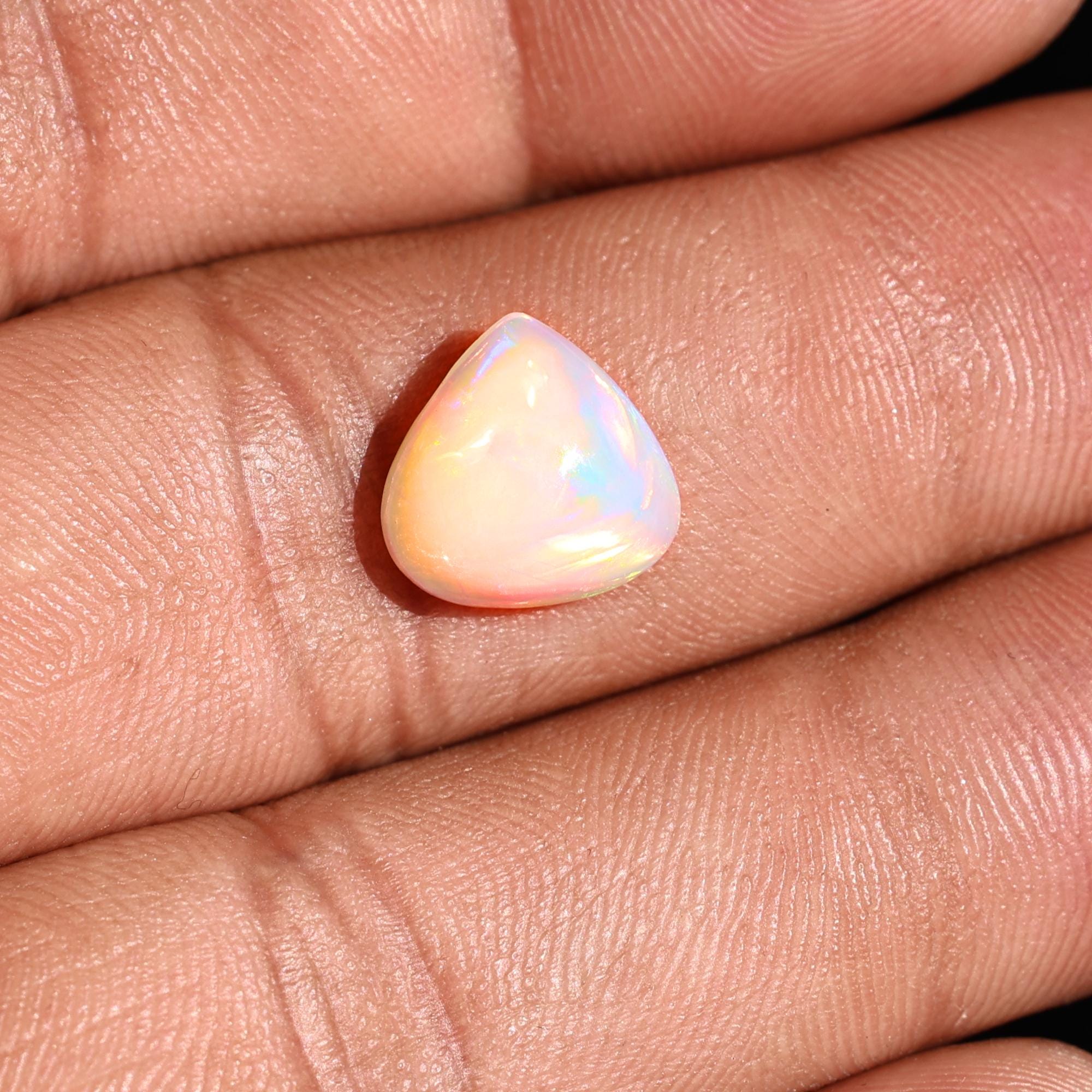 2.90 Carat White Ethiopian Opal Cabochon: Welo Fire Opal Gemstone - October Birthstone