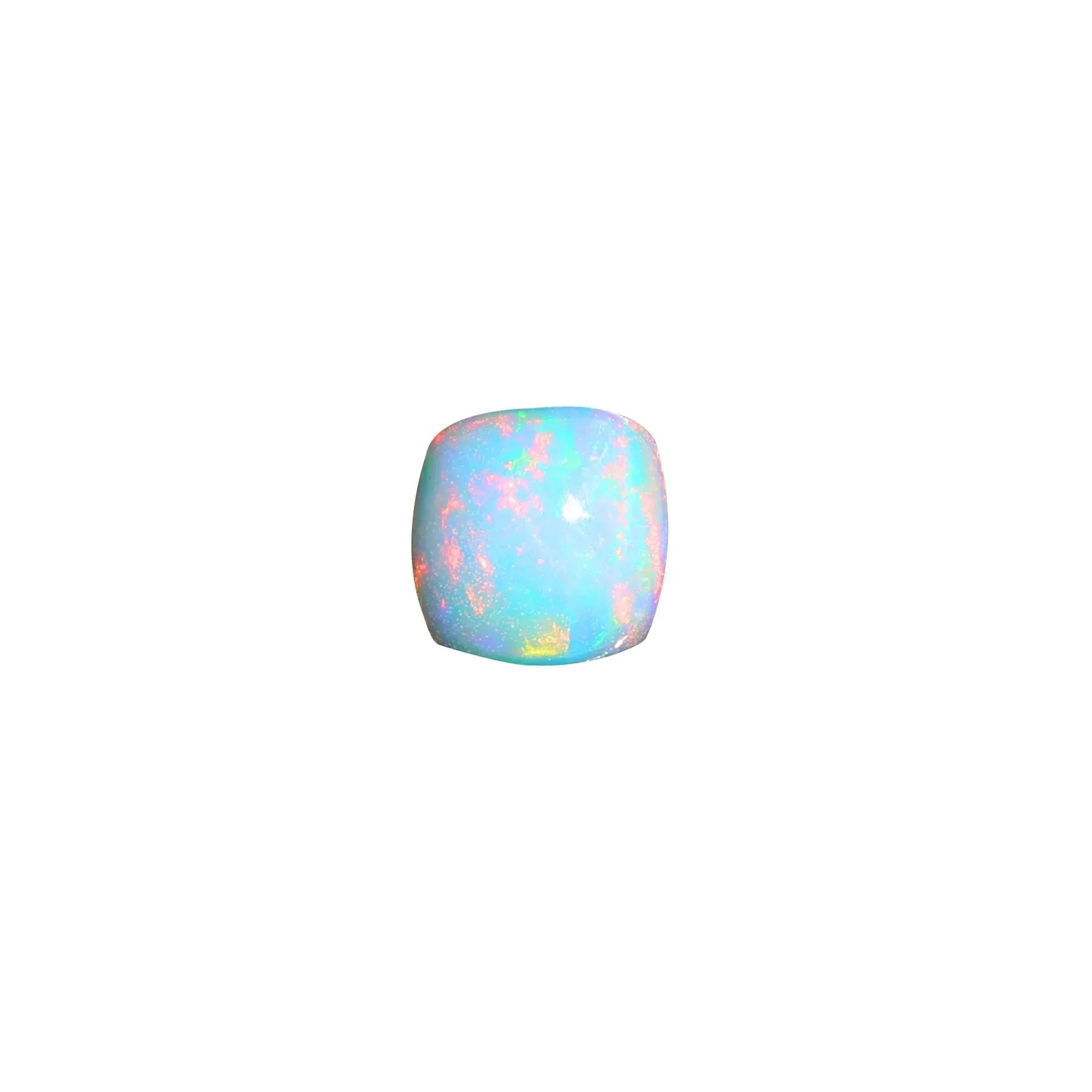 7mm White Ethiopian Opal Cabochon: Square Cushion Cut Loose Gemstone (0.98 Carat) loose gemstones