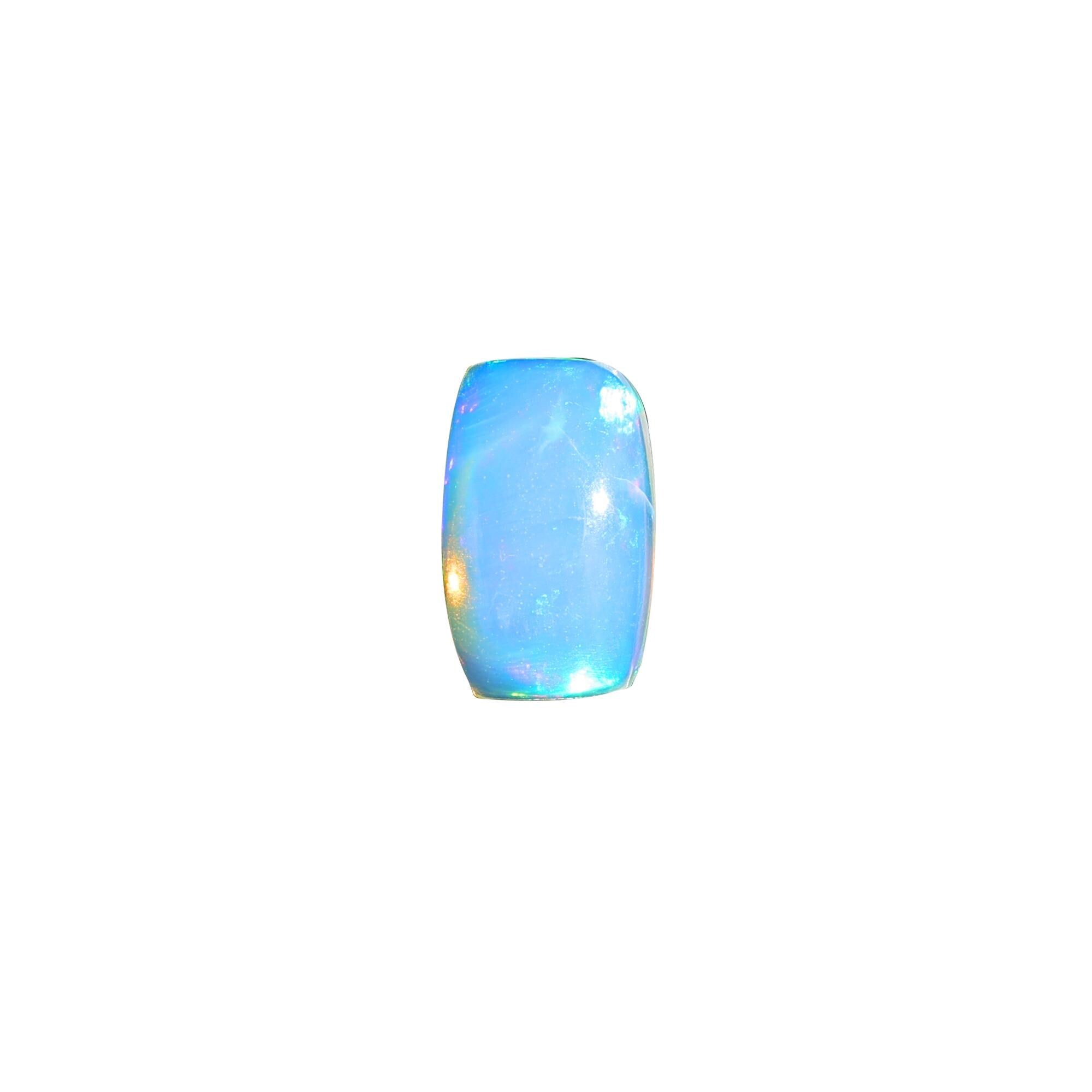 1.58 Carat Ethiopian Opal Gemstone: Rainbow Fire, Long Cushion Cabochon