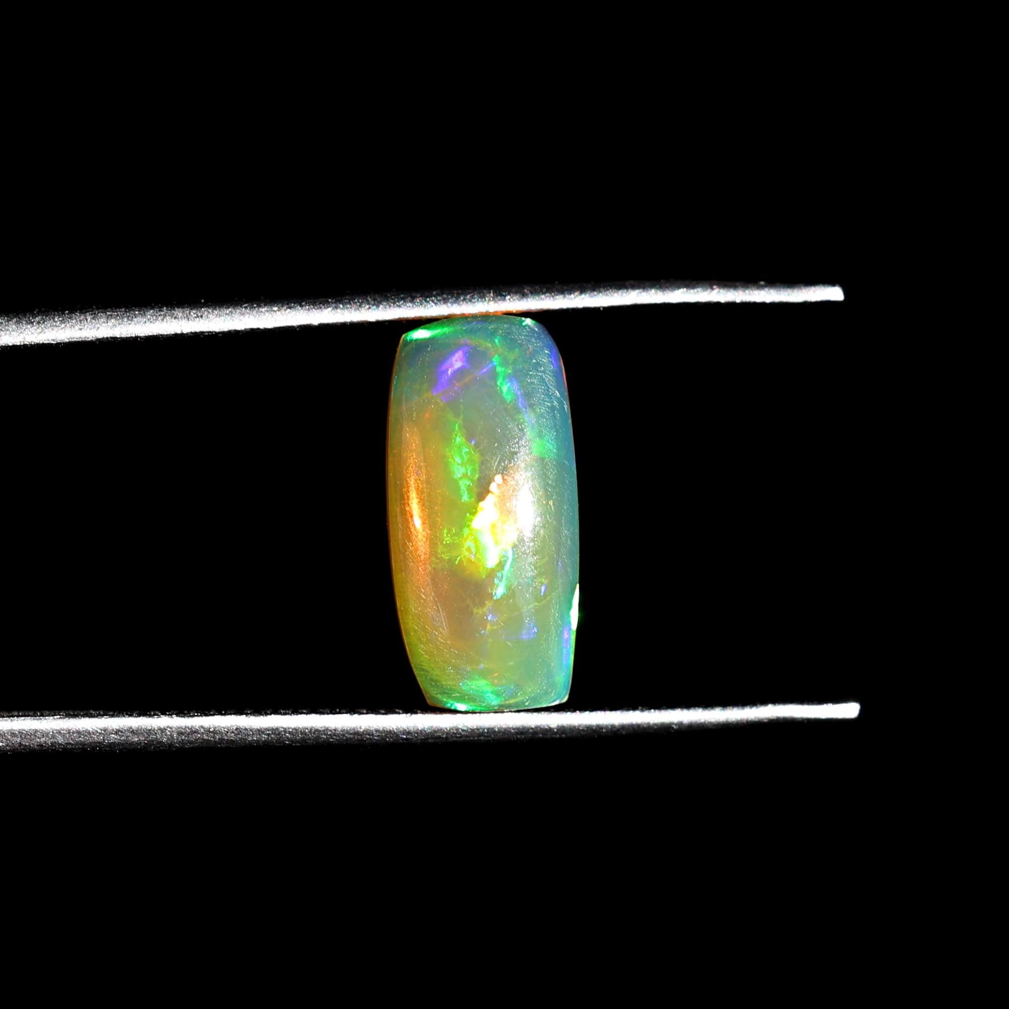 1.82 Carat Ethiopian Fire Opal Cabochon: White Cushion Gemstone