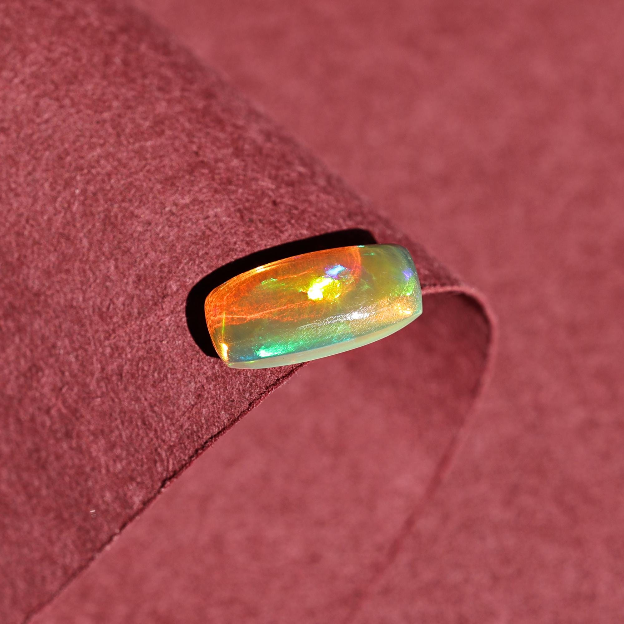 1.82 Carat Ethiopian Fire Opal Cabochon: White Cushion Gemstone