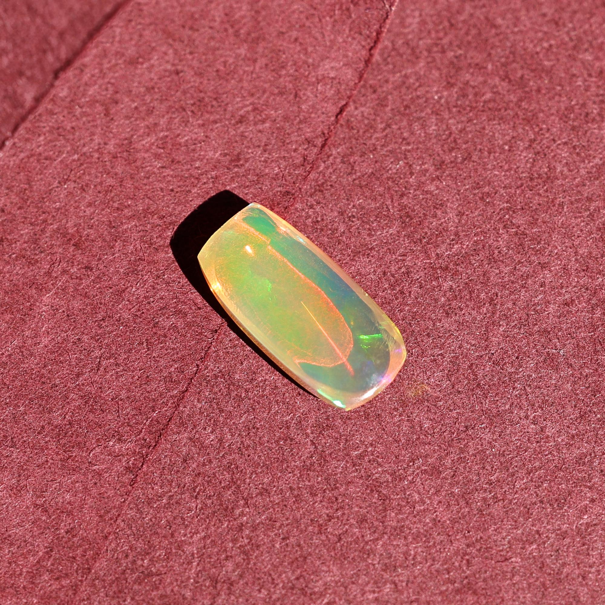 1.82 Carat Ethiopian Fire Opal Cabochon: White Cushion Gemstone
