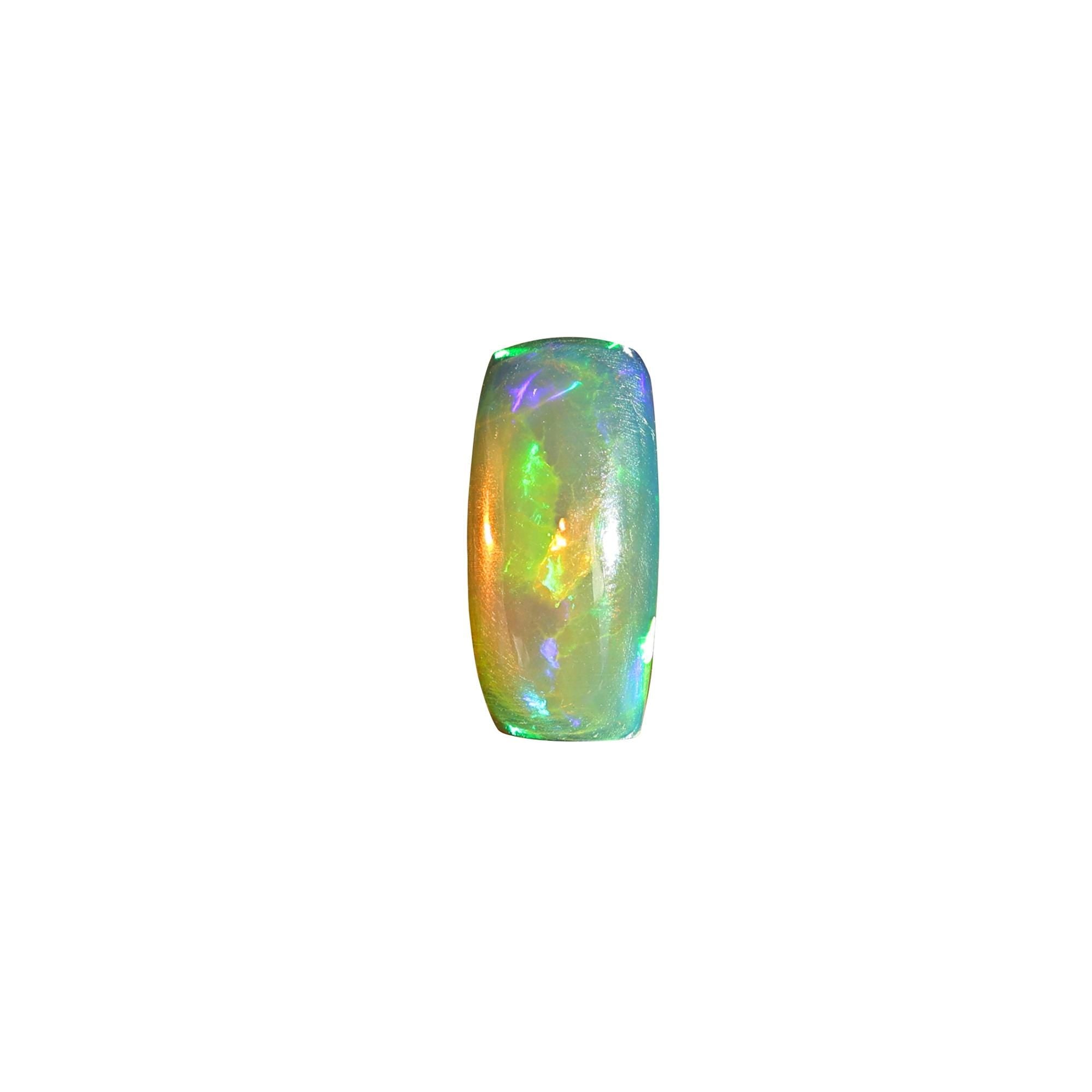 1.82 Carat Ethiopian Fire Opal Cabochon: White Cushion Gemstone