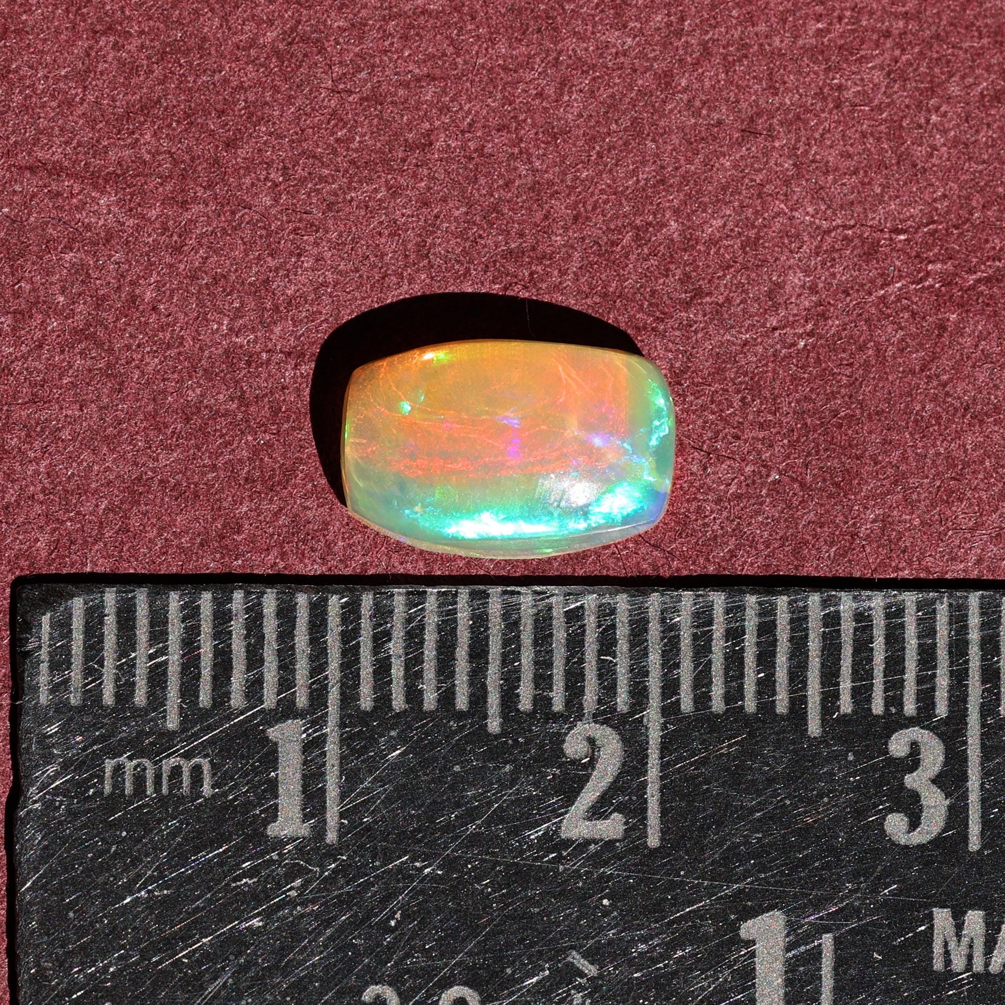 1.50 Carat Ethiopian Fire Opal Gemstone: Long Cushion Cabochon