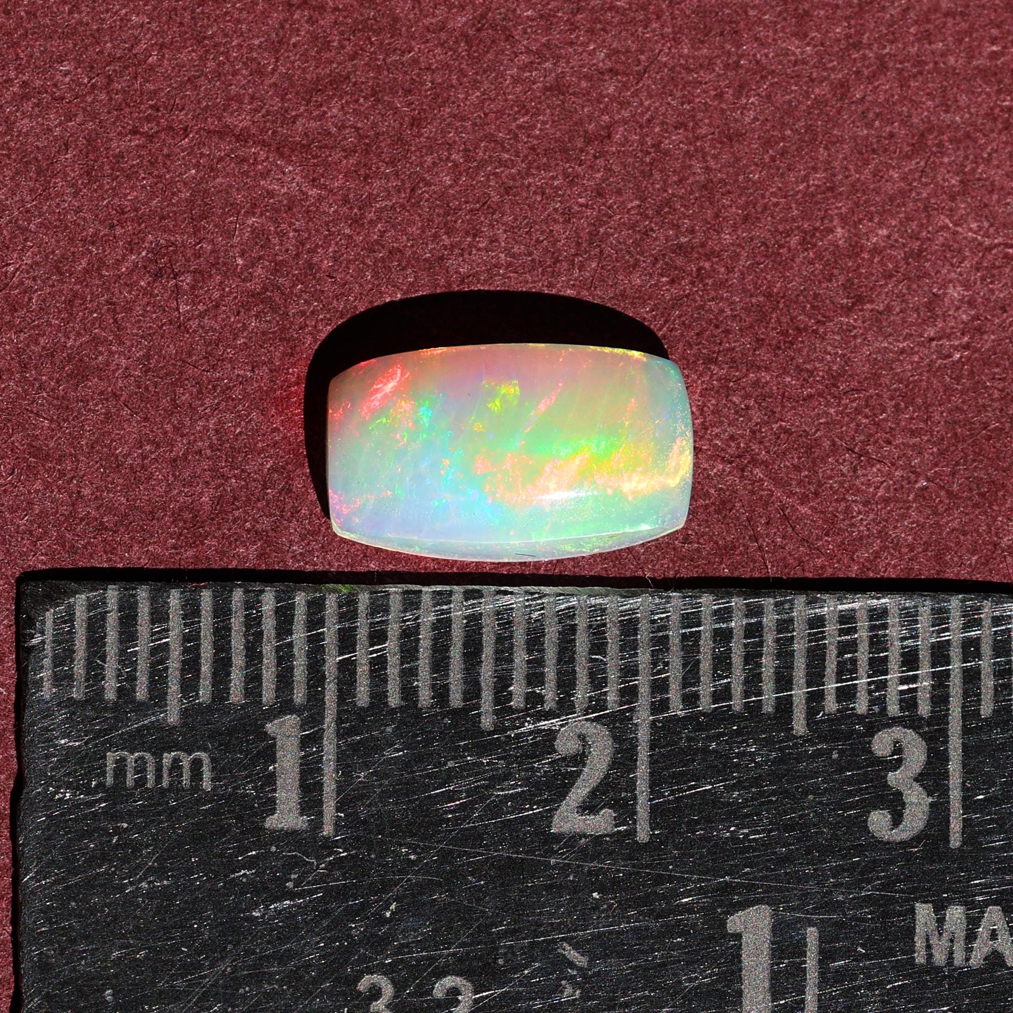 1.70 Carat Welo Fire Opal Cabochon: Ethiopian White Opal Gemstone, Jewelry Making