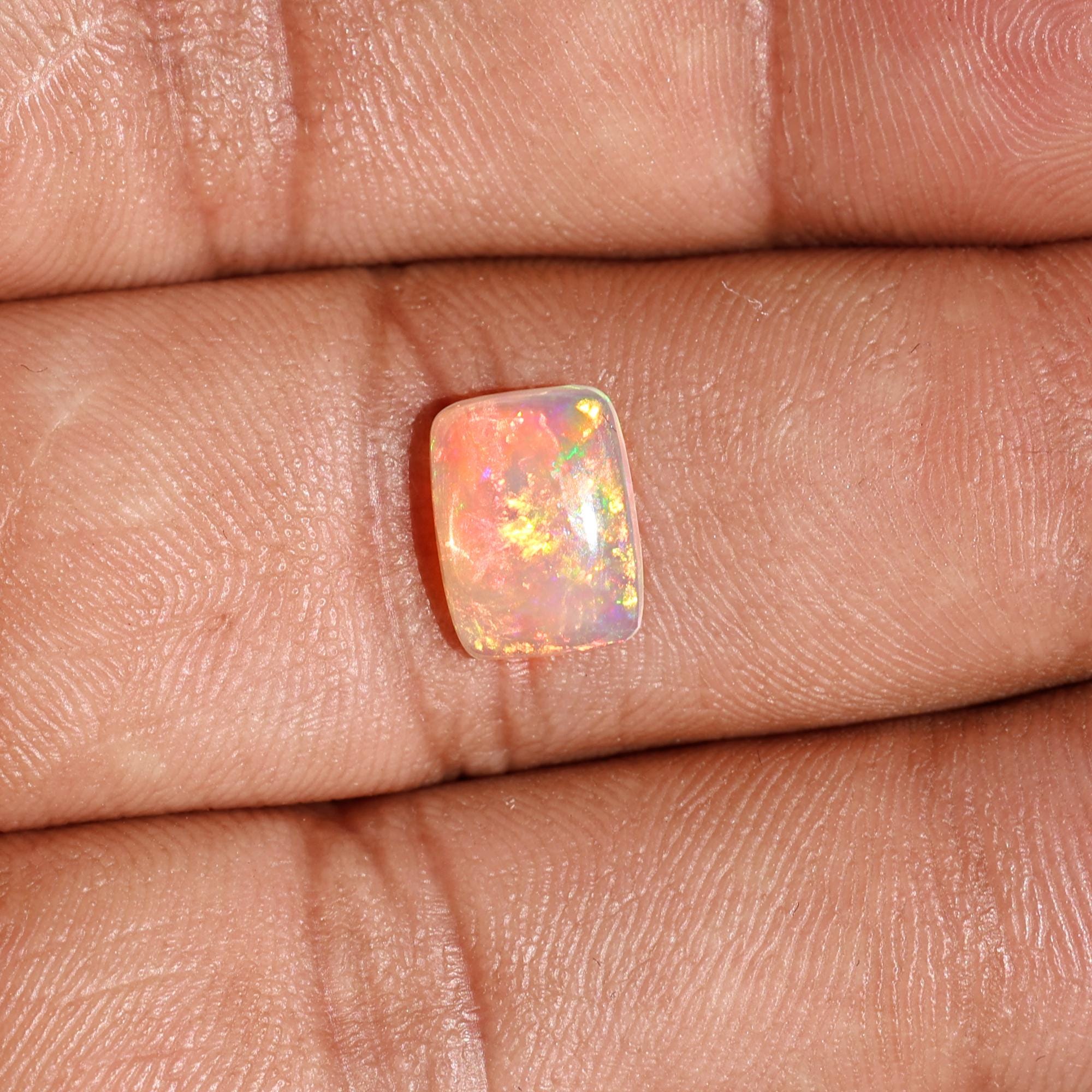 1.40 Carat Ethiopian Welo Opal Cabochon: AAA+ Grade White Fire Opal, October Birthstone
