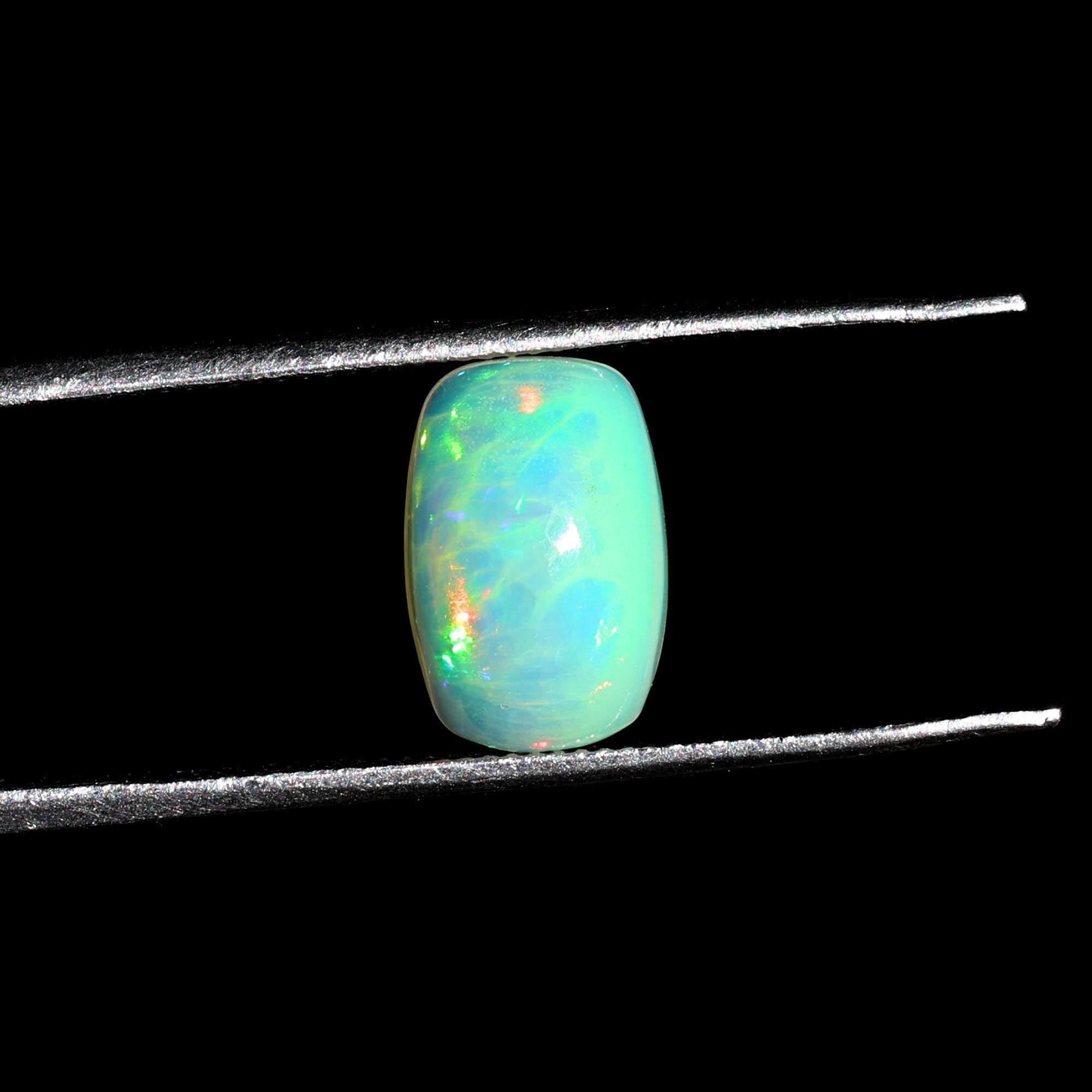 Loose White Ethiopian Opal Gemstone: 1.69 Carat Natural Fire Opal Cabochon for Jewelry Making