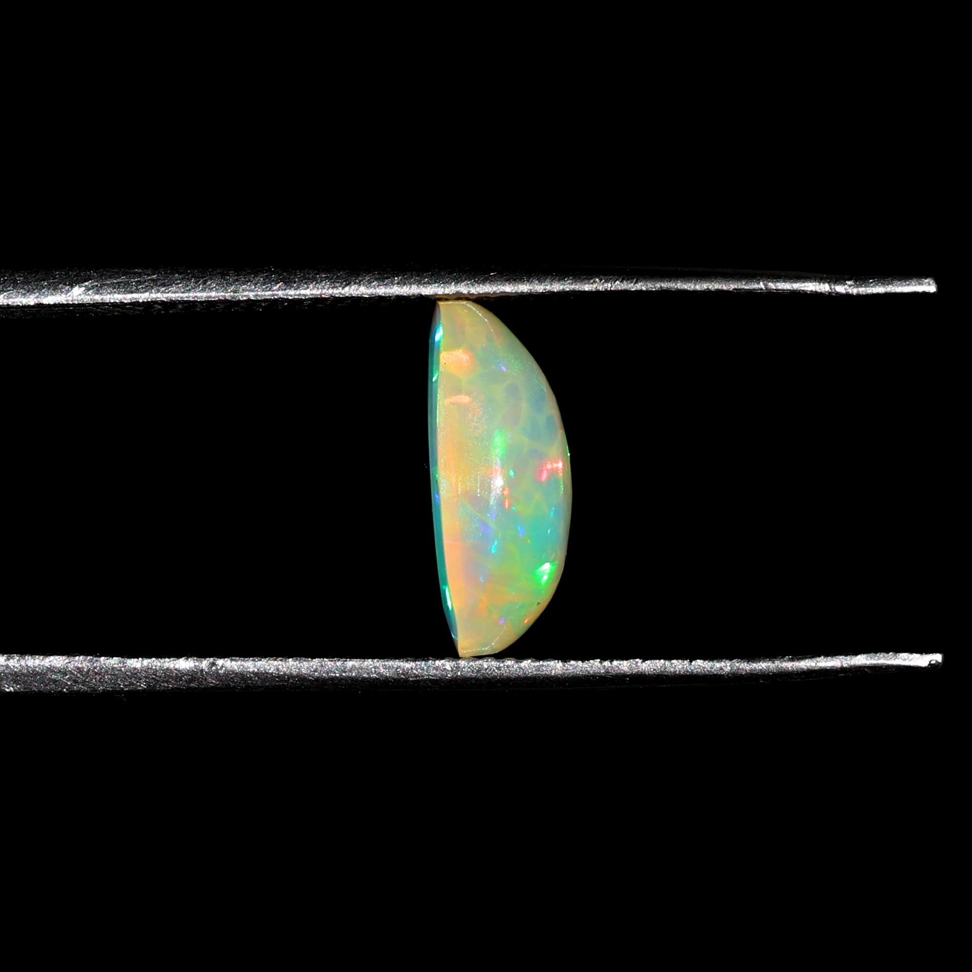 Loose White Ethiopian Opal Gemstone: 1.69 Carat Natural Fire Opal Cabochon for Jewelry Making