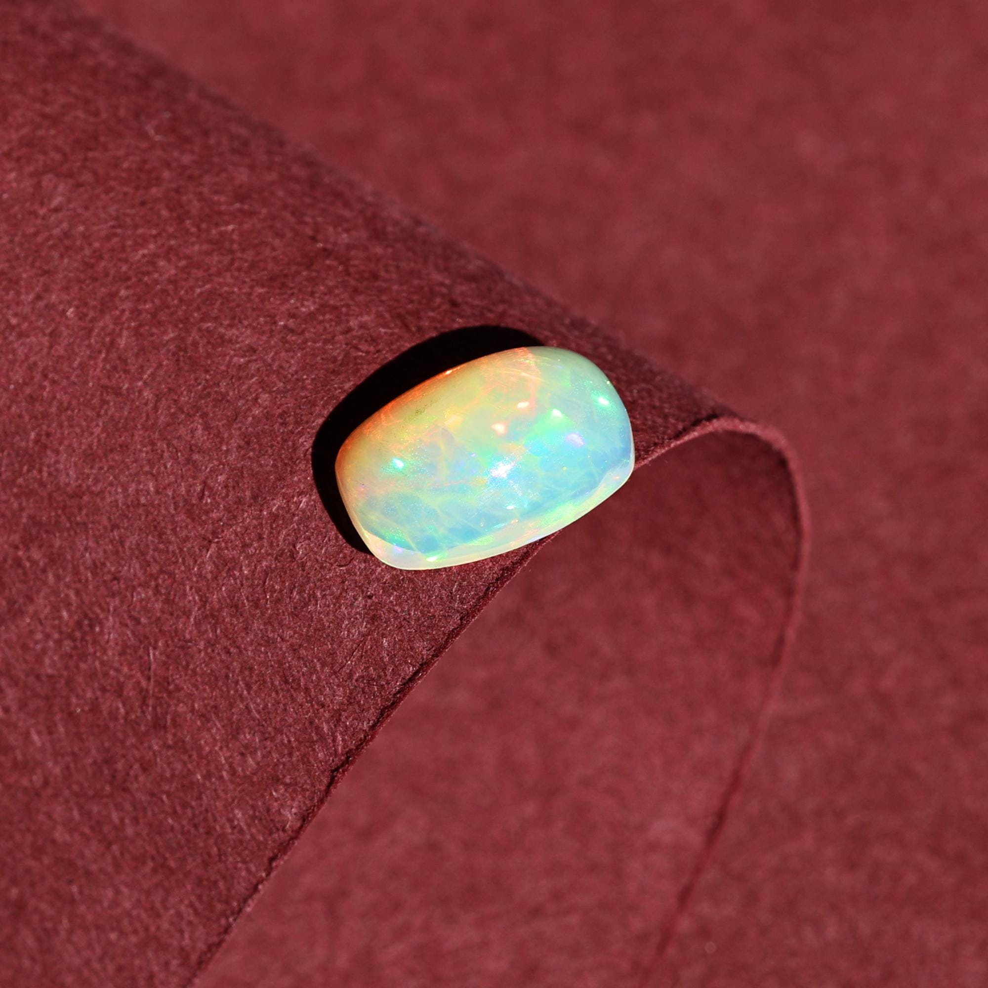 Loose White Ethiopian Opal Gemstone: 1.69 Carat Natural Fire Opal Cabochon for Jewelry Making