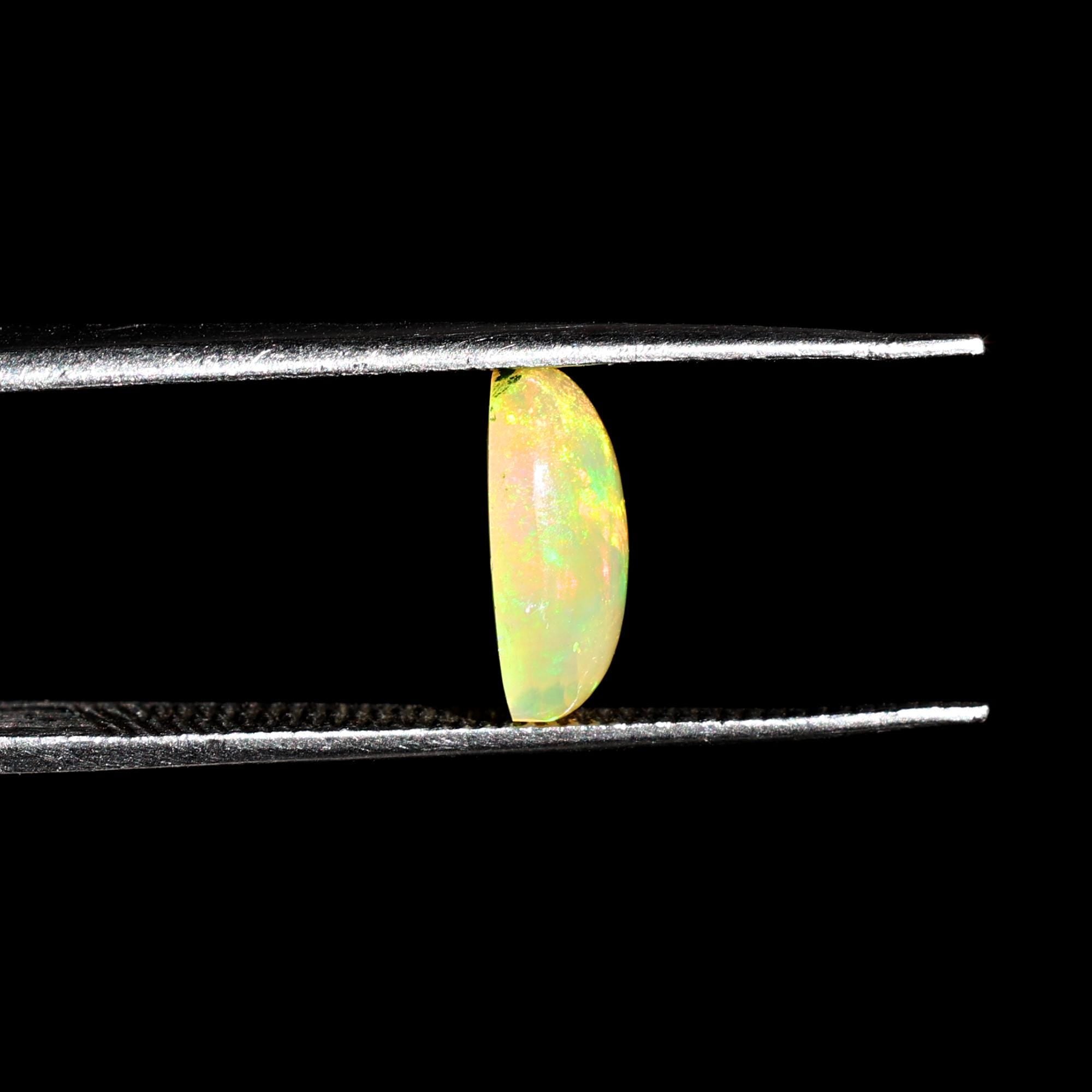 1.47 Carat Yellow Fire Opal Cabochon Gemstone: White Ethiopian Opal for Jewelry