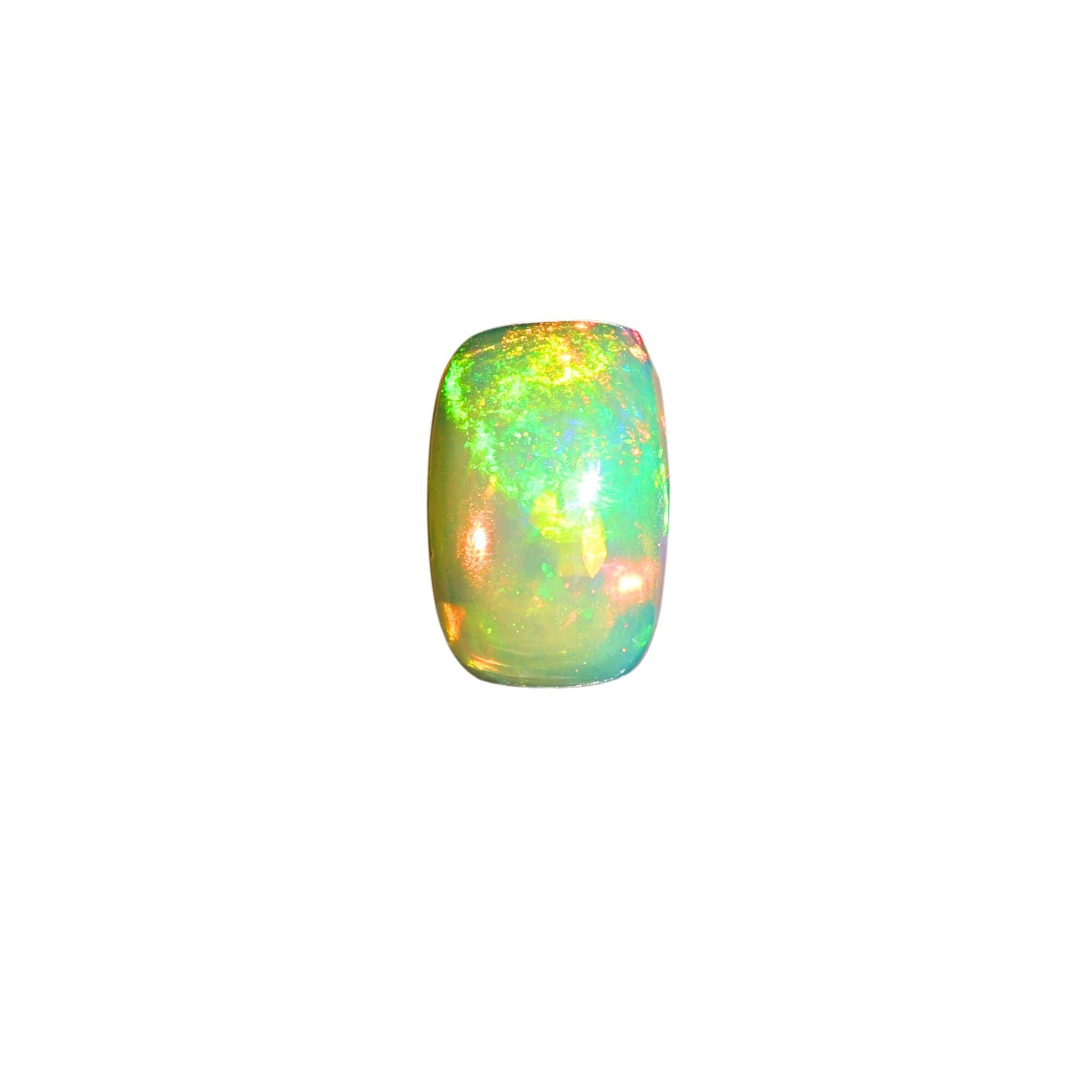 1.47 Carat Yellow Fire Opal Cabochon Gemstone: White Ethiopian Opal for Jewelry
