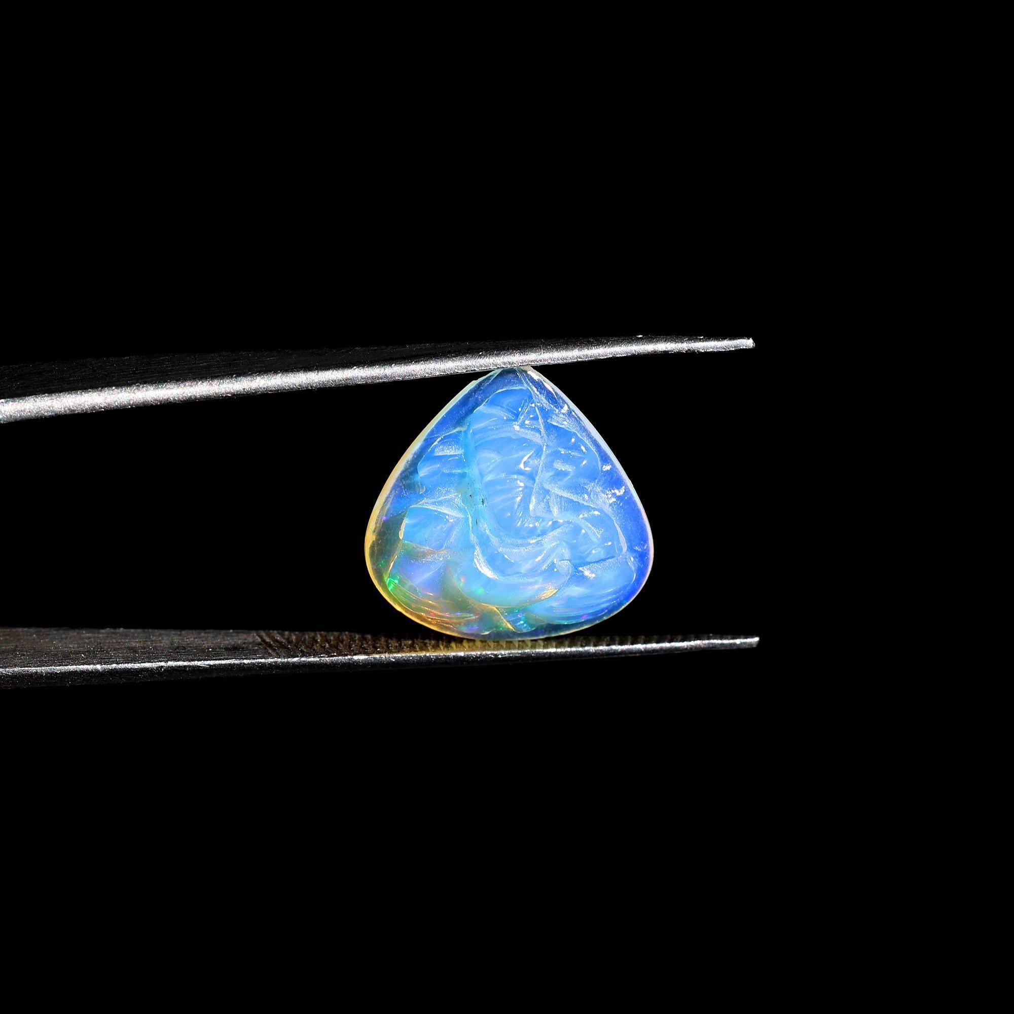 5 Carat Opal Ganesha Carving: Handmade Hindu God Figurine