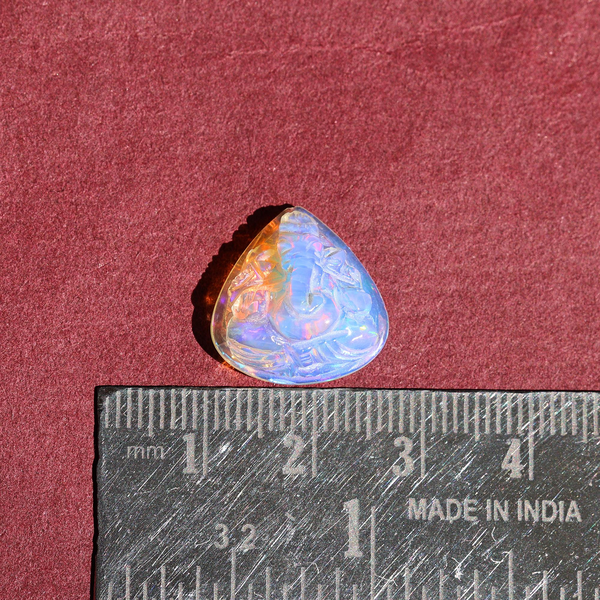 Ethiopian Opal Ganesha Carving: Handcrafted Hindu God Statue