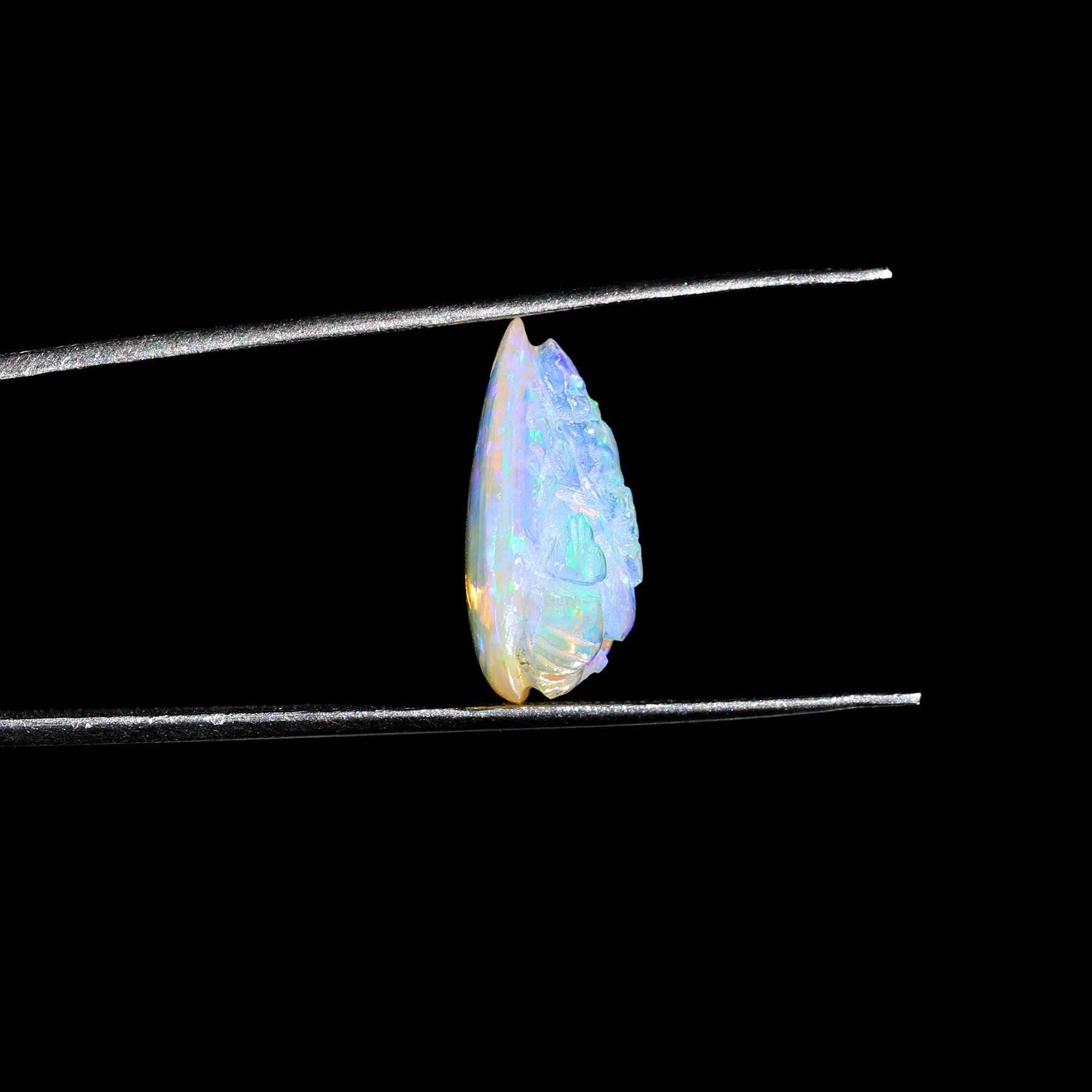 Welo Opal Carving: Hand Carved Ganesha Pendant Gemstone (6.60 Carat)