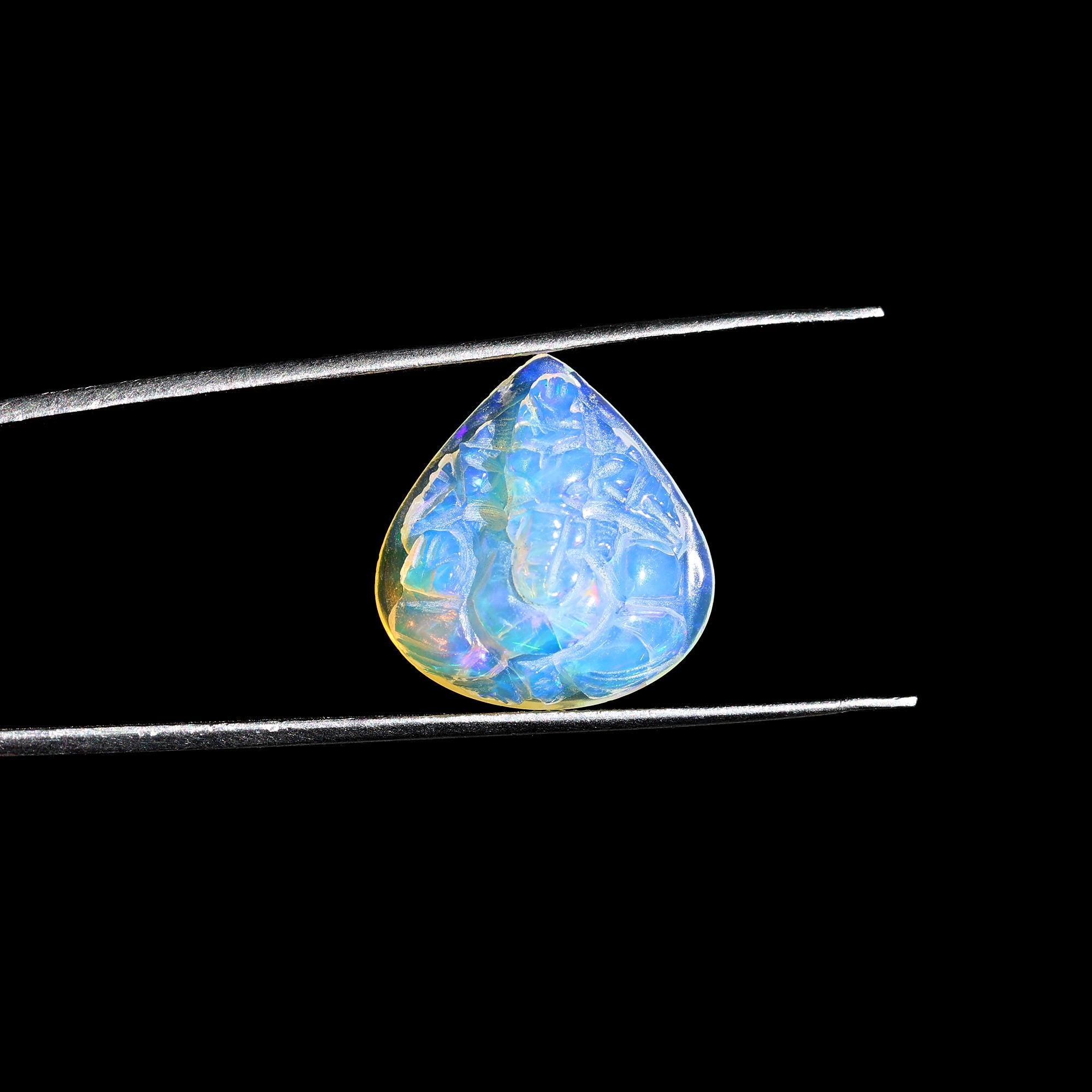 Welo Opal Carving: Hand Carved Ganesha Pendant Gemstone (6.60 Carat)