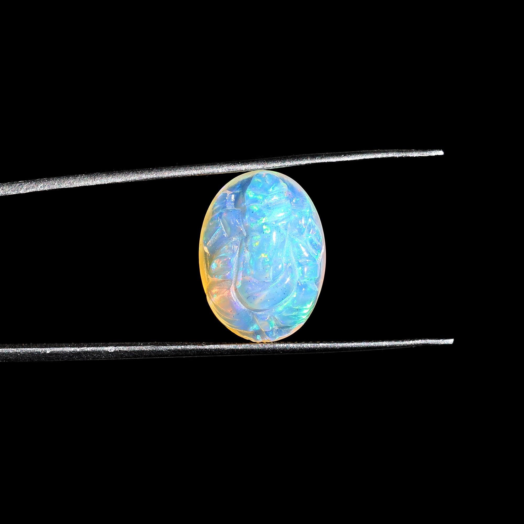 Opal Ganesha Carving: 6.20 Carat Crystal Sculpture, Ethiopian Opal